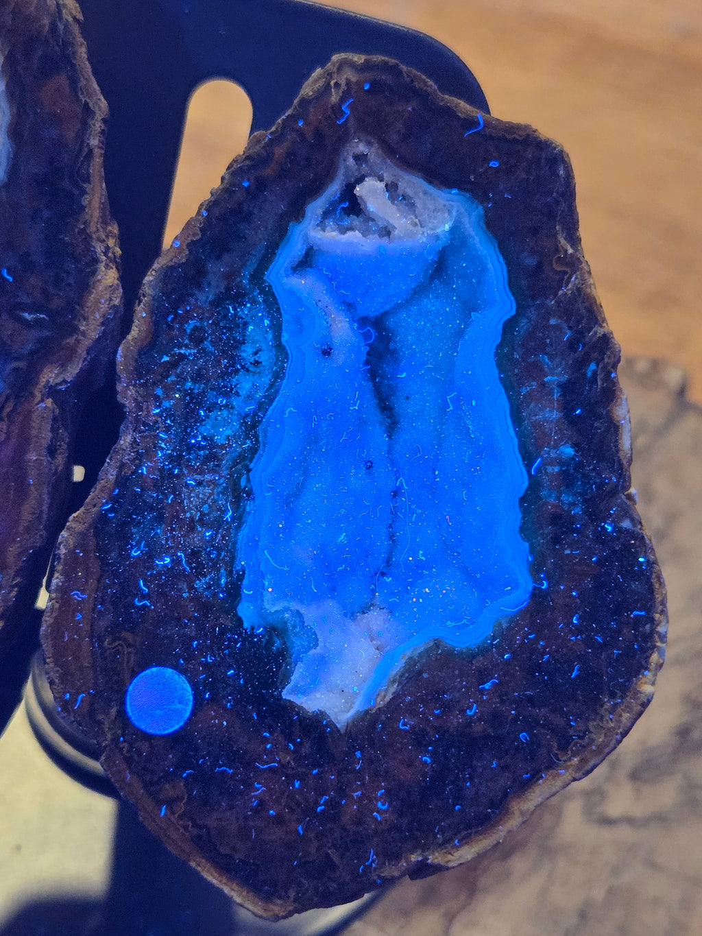 Beautiful  Mongolian polished  pair of Geodes with stands