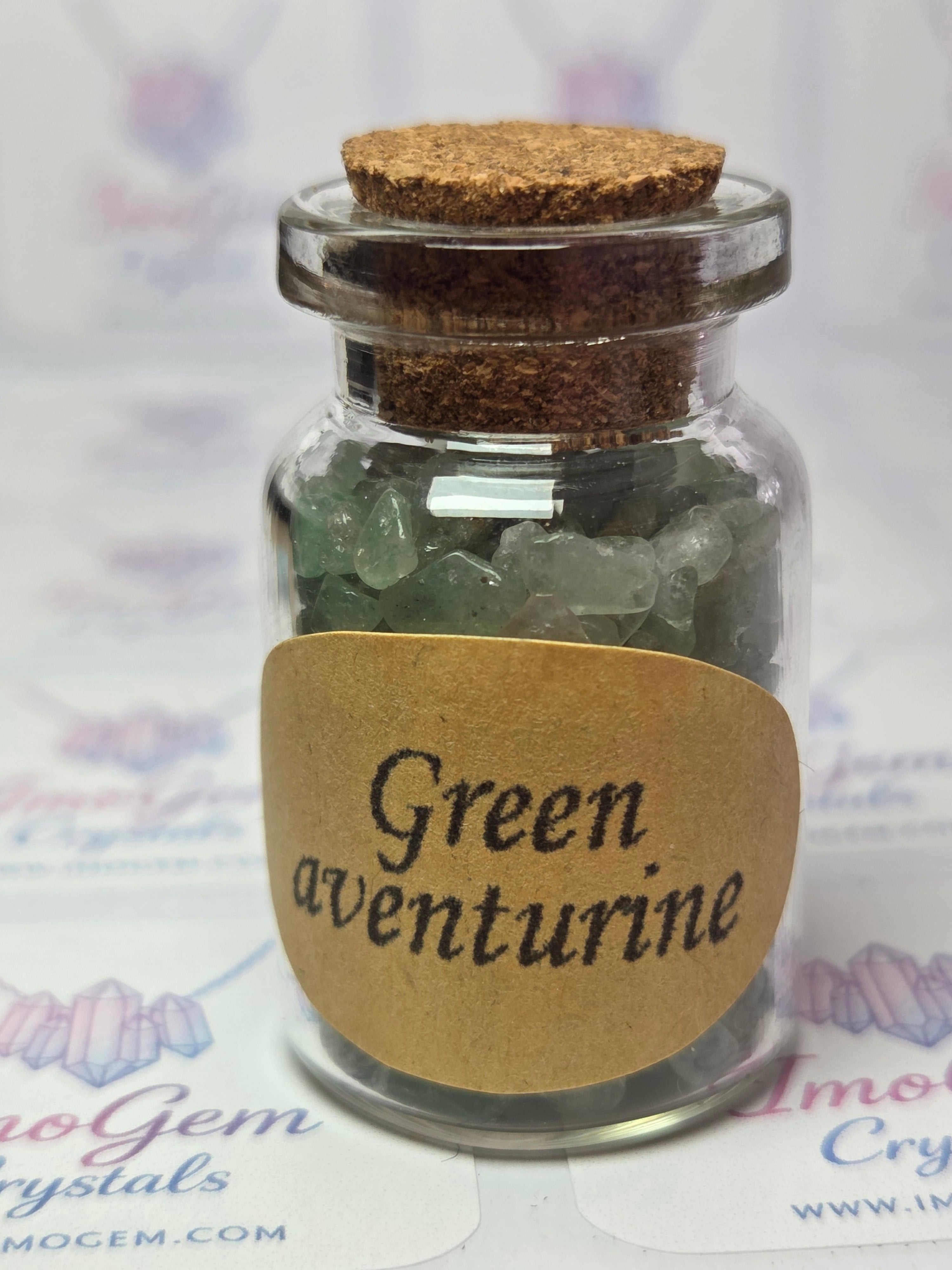 Crystal chips in glass jar