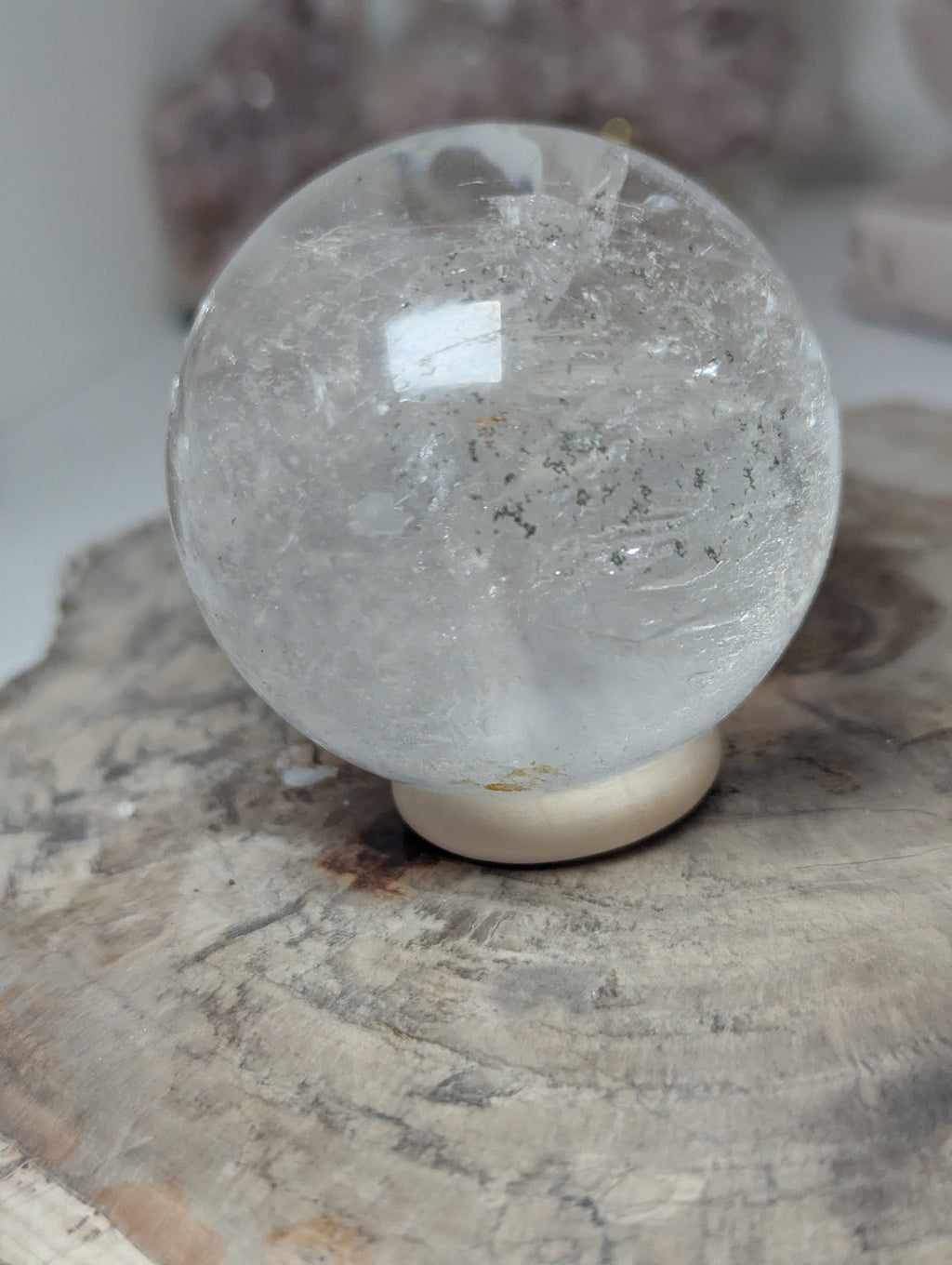 Clear quartz crystal sphere
