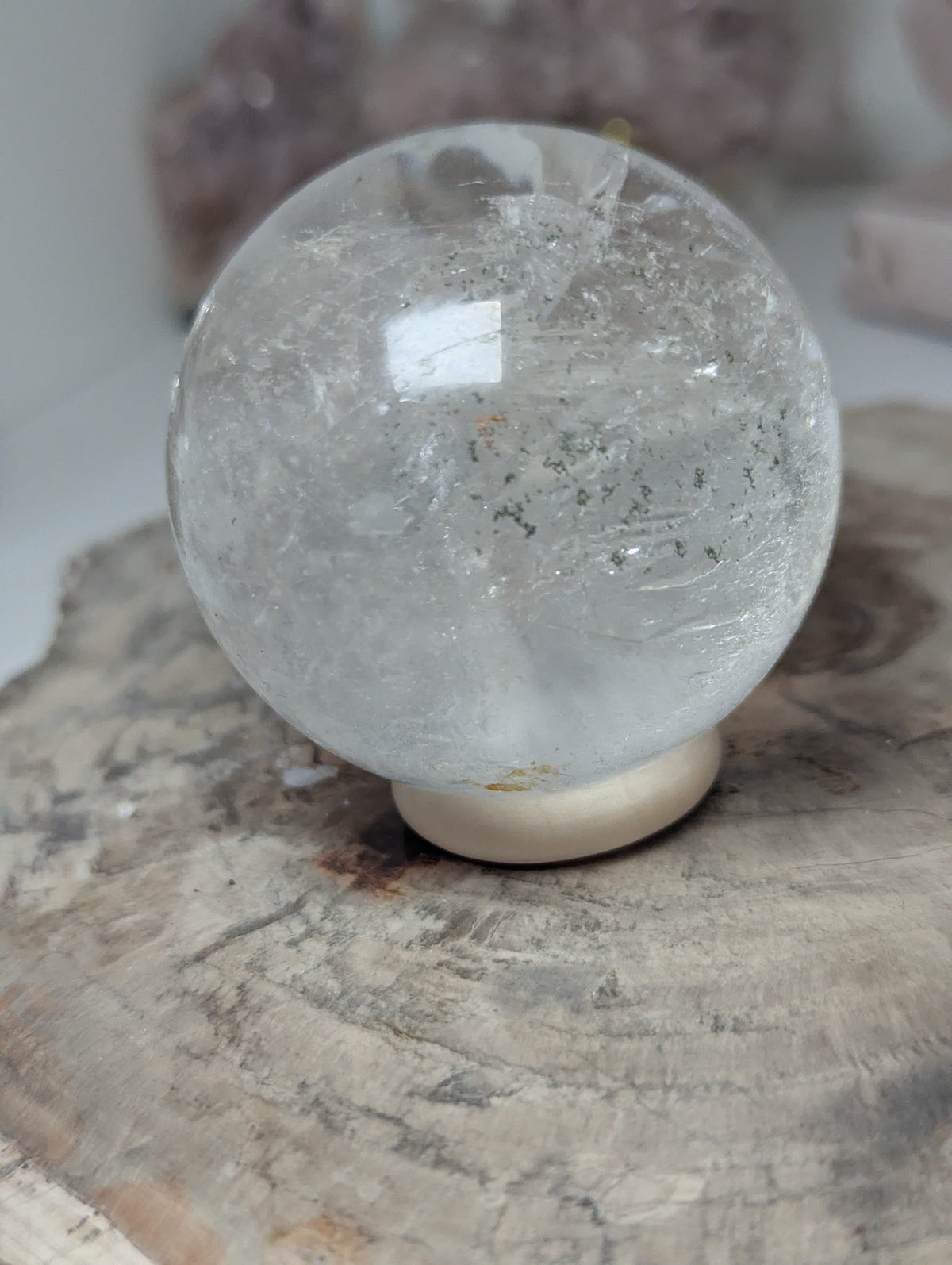 Clear quartz crystal sphere