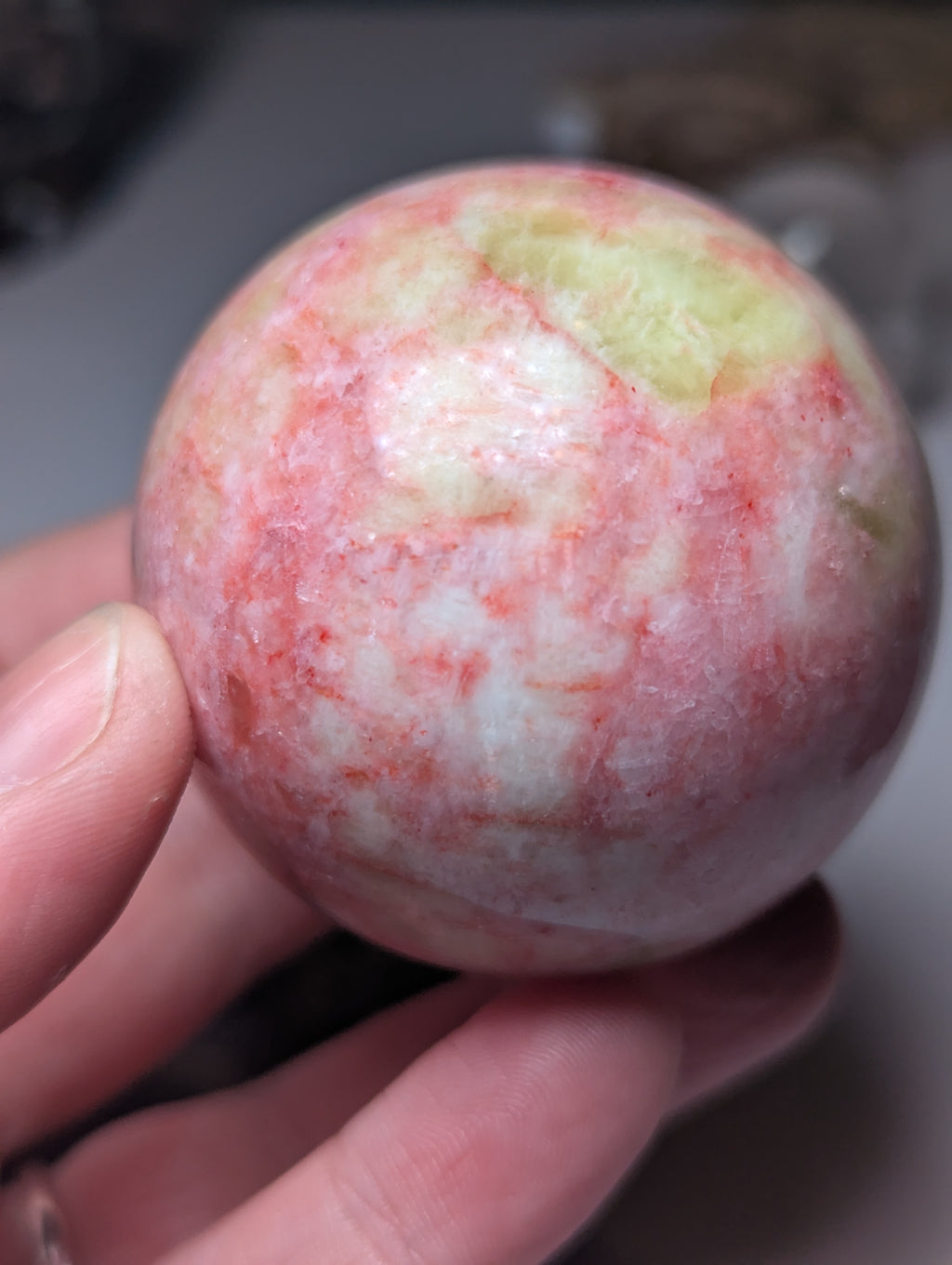 Pink Zoiltie crystal sphere