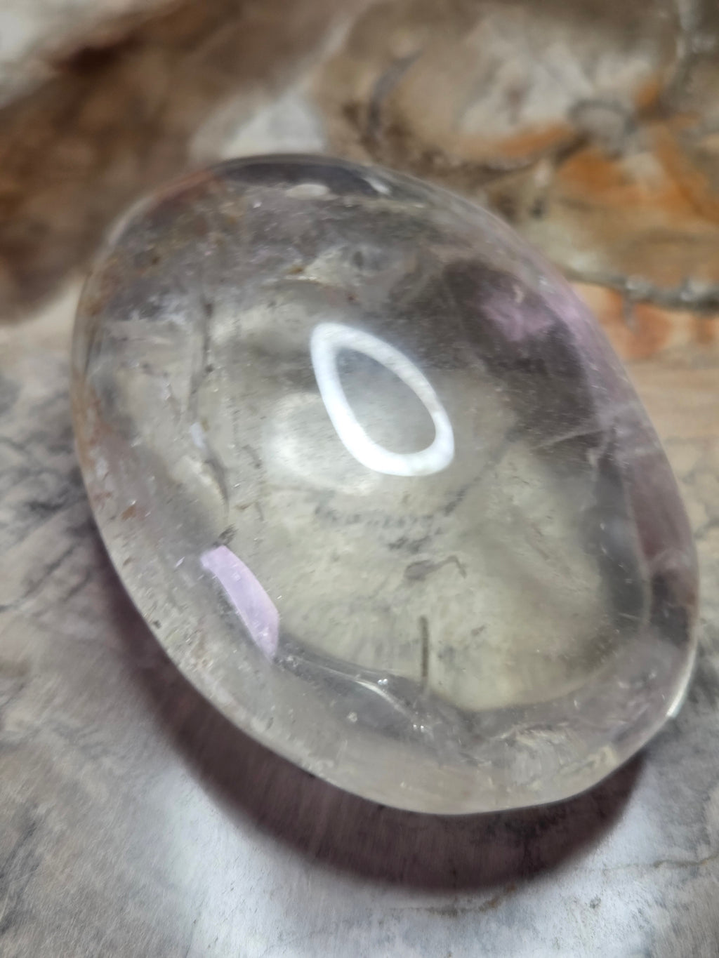 Clear quartz crystal palm stone