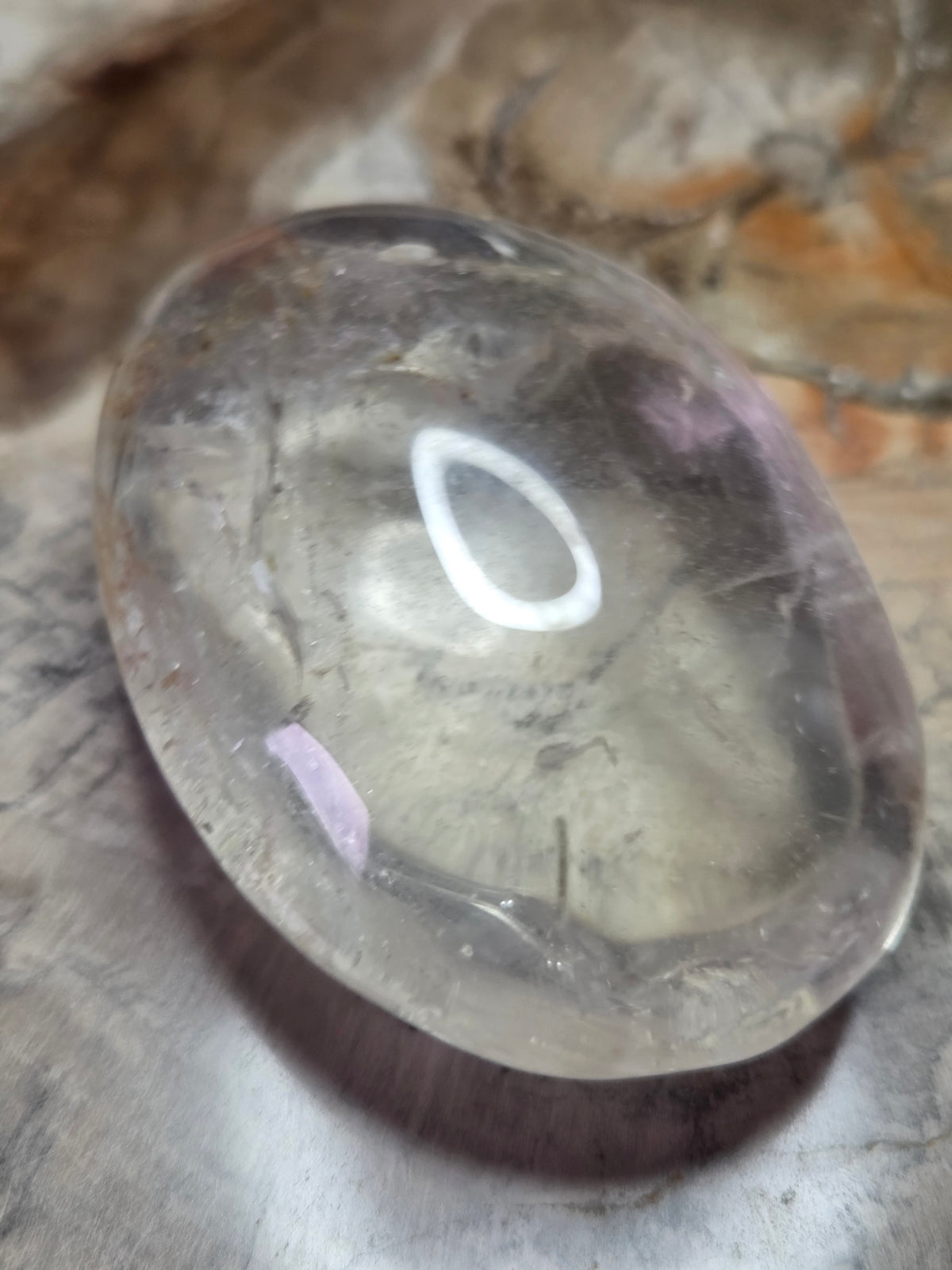 Clear quartz crystal palm stone