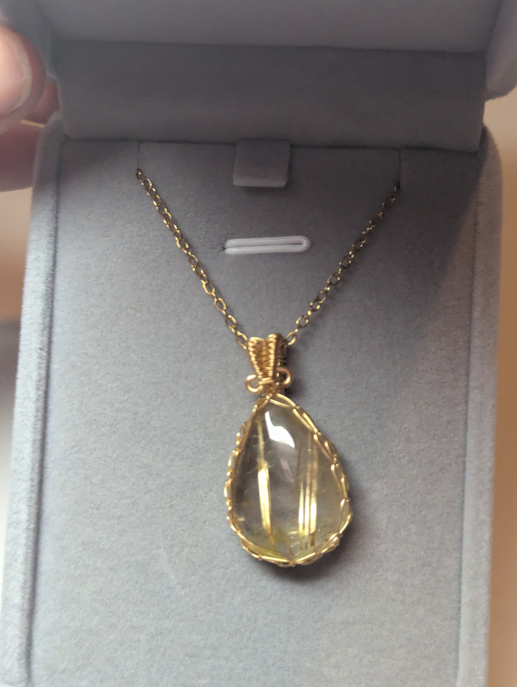 High quality golden Rutlile crystal handmade necklace