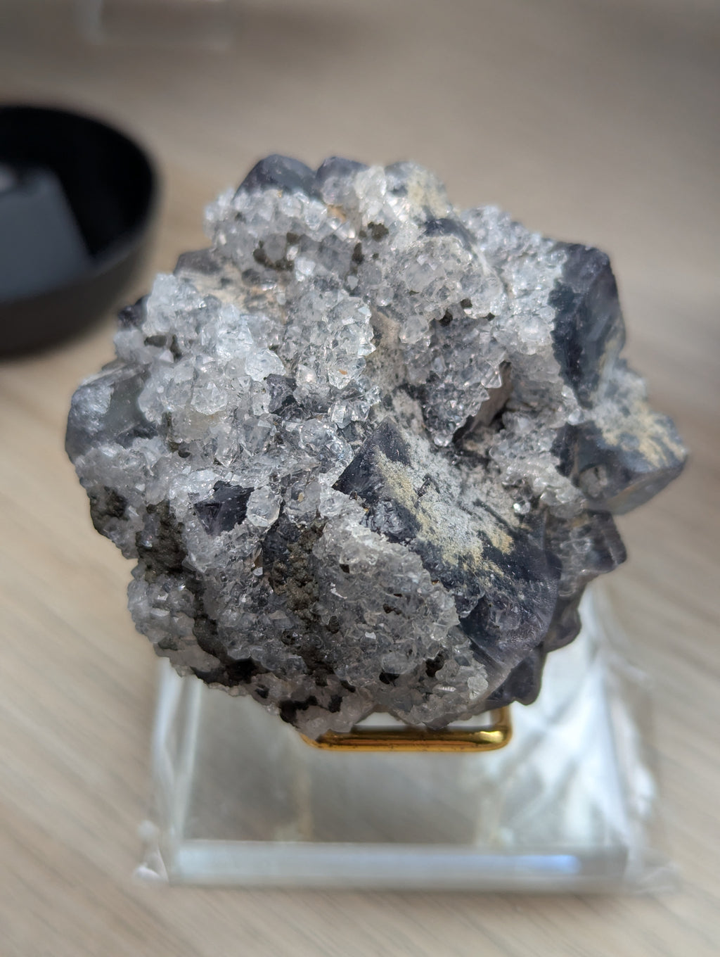 Rare cube flourite with Quartz crystal specimen- in case