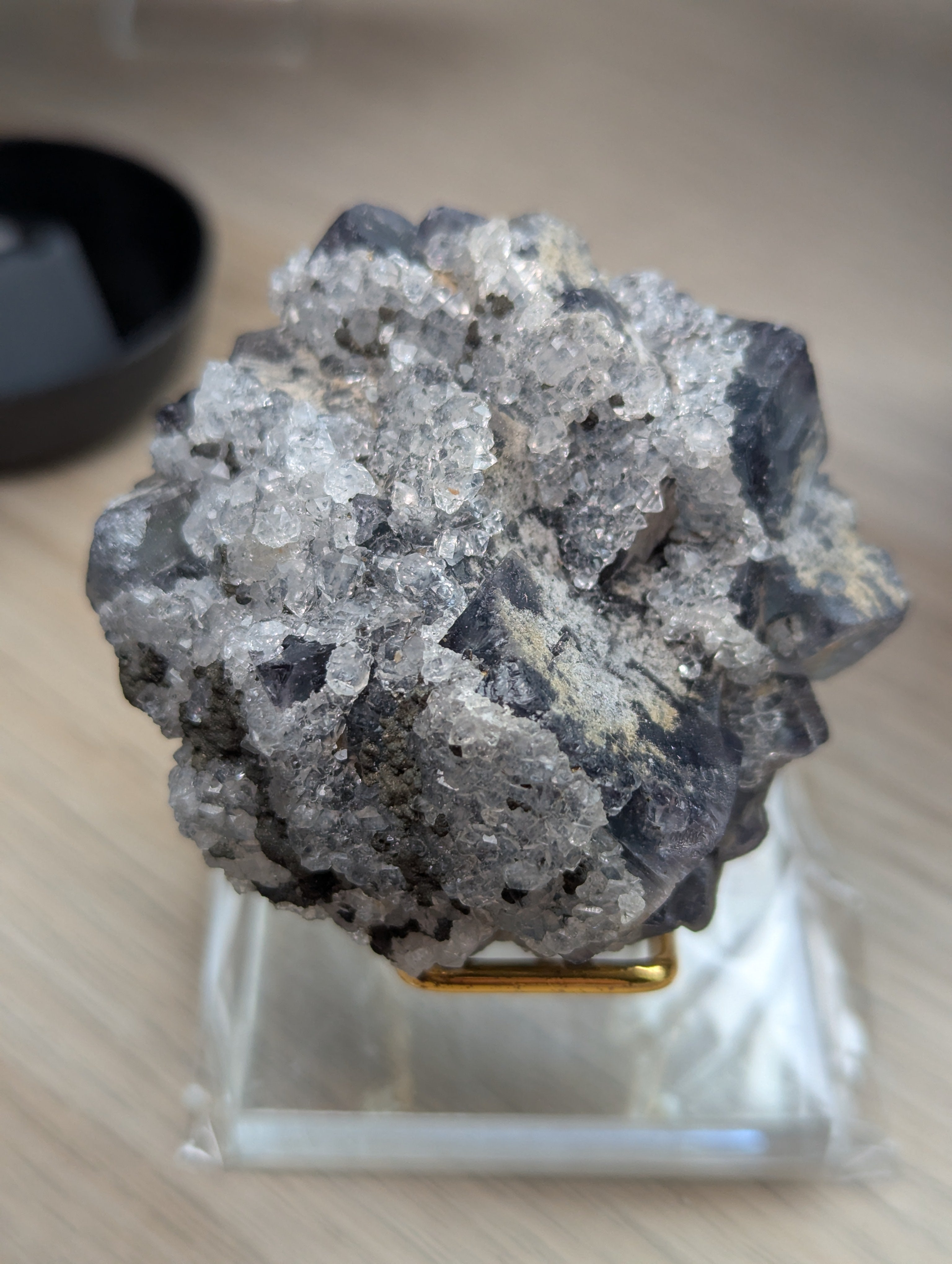 Rare cube flourite with Quartz crystal specimen- in case