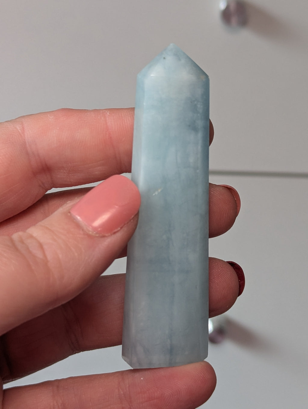 Aquamarine crystal tower carving