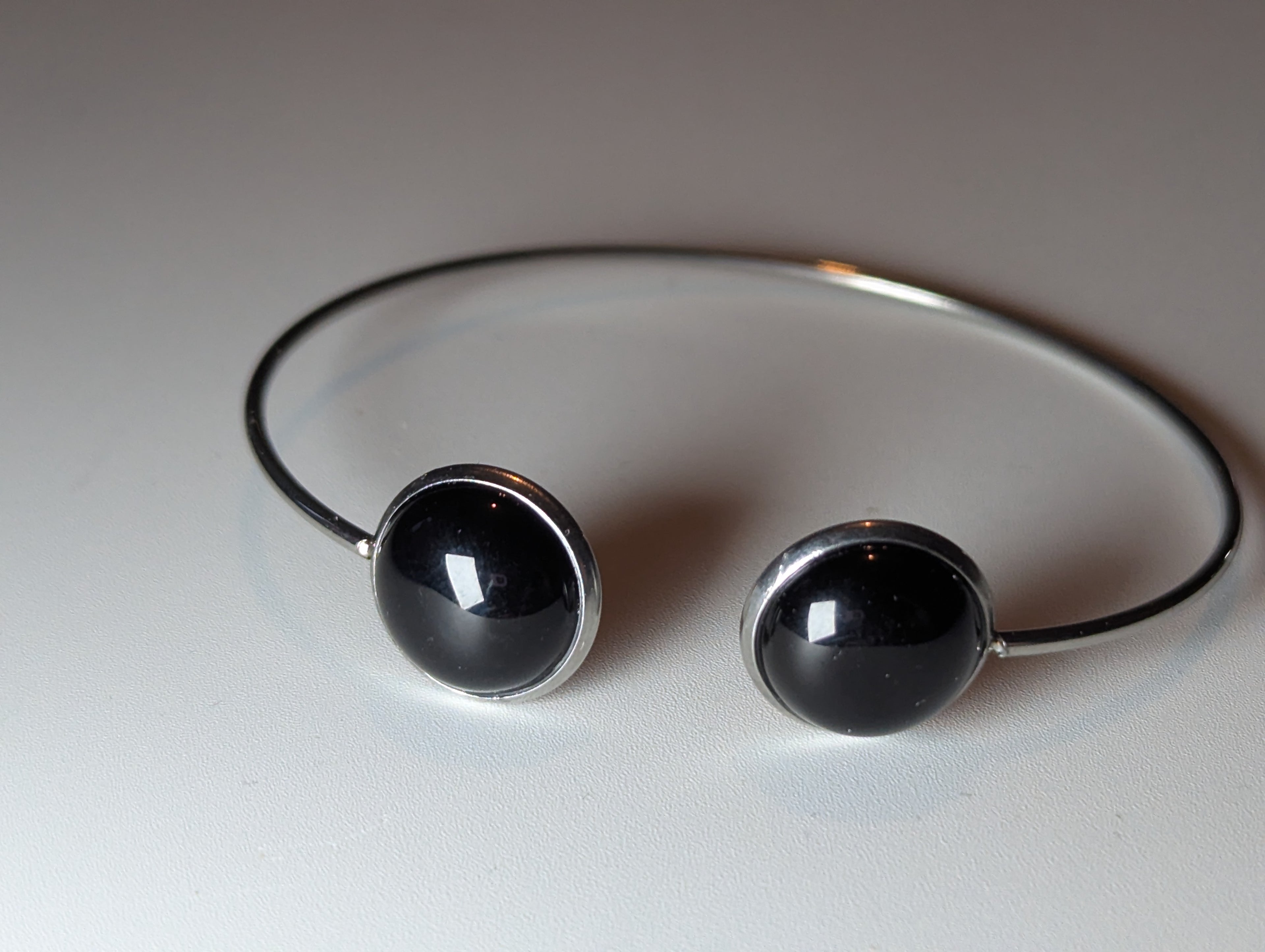 Obsidian crystal bracelet adjustable stainless steel
