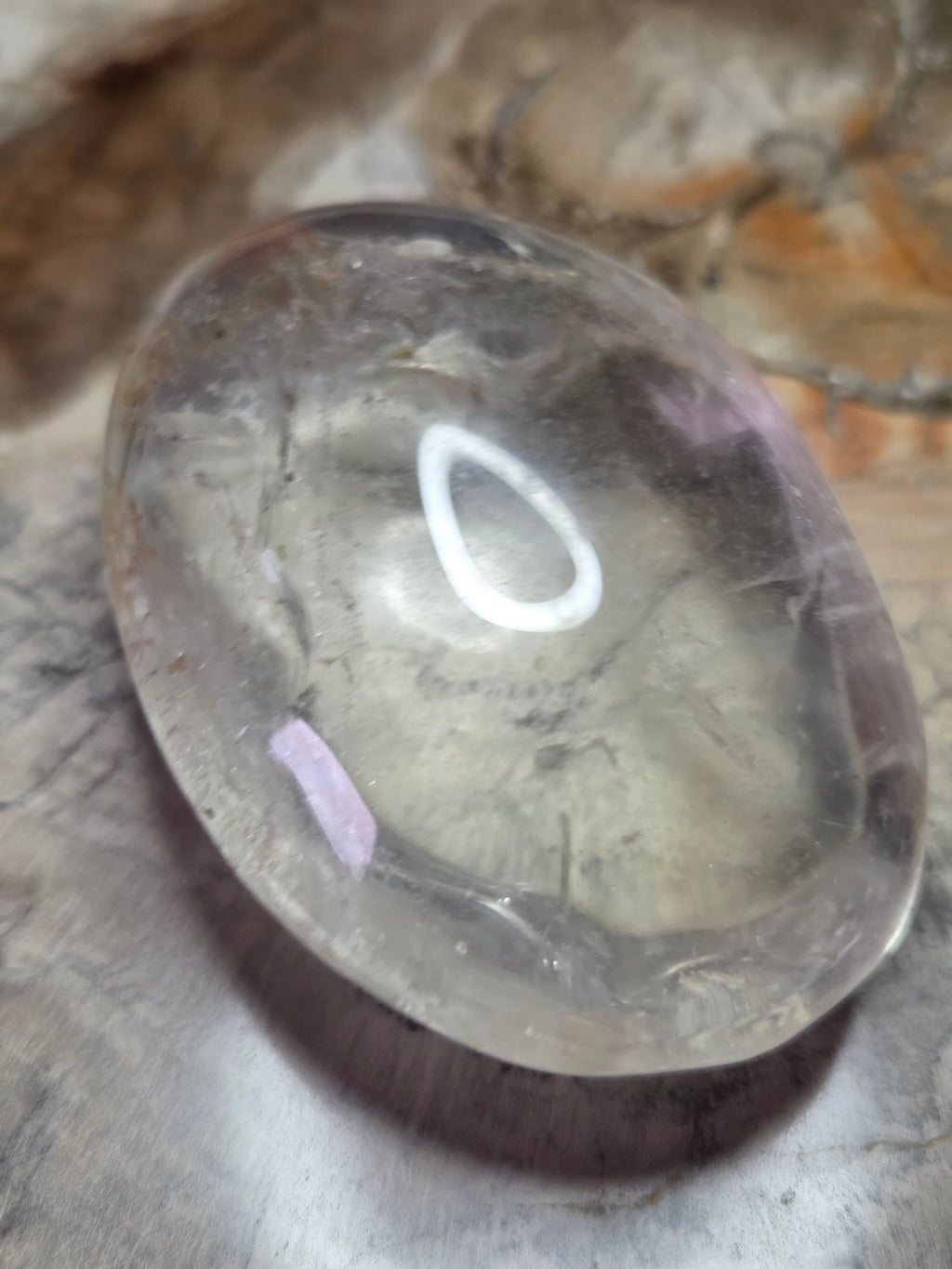 Clear quartz crystal palm stone