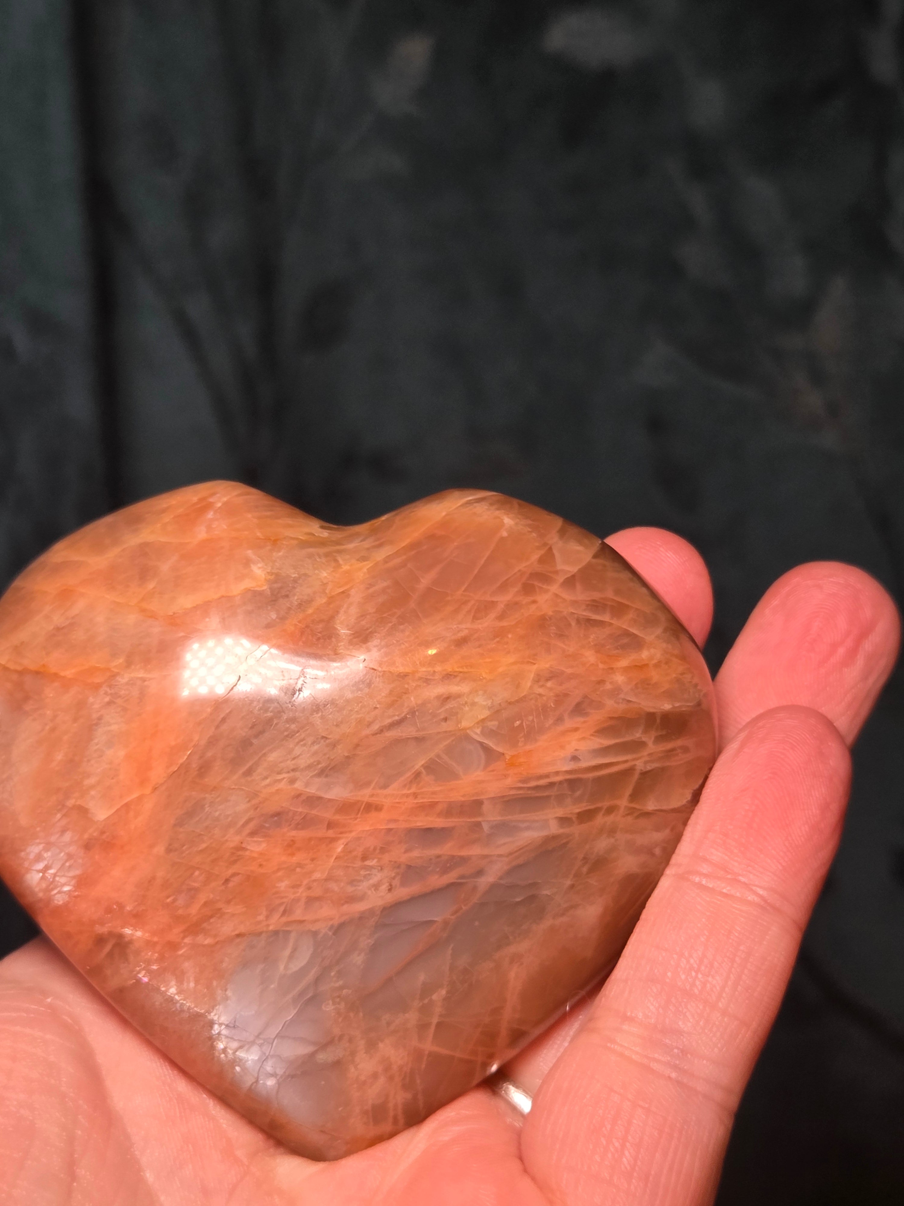Puffey moonstone crystal heart carving