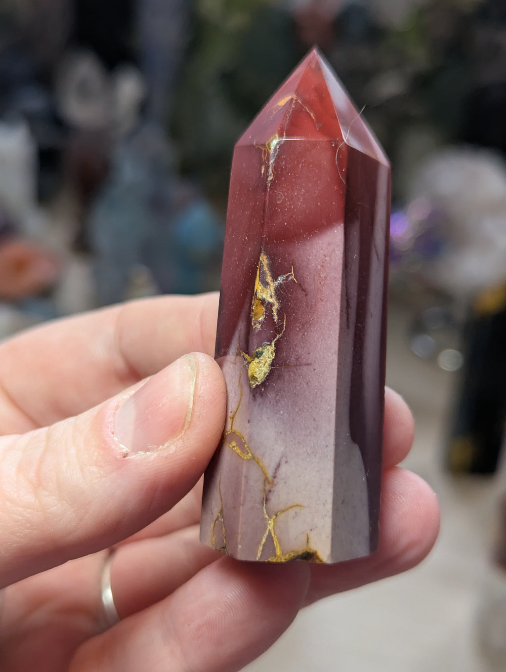 Mookaite crystal tower carving