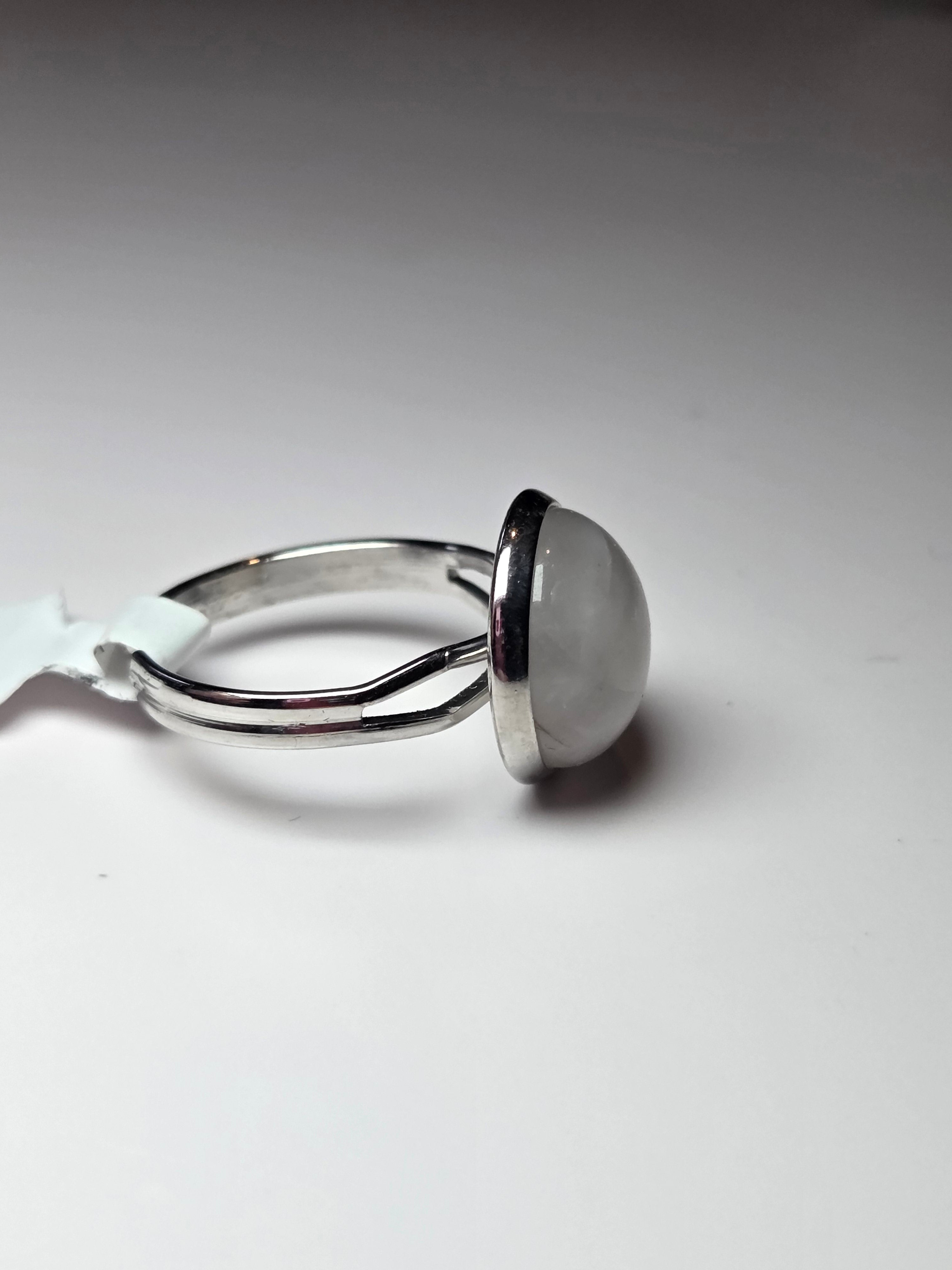 Handmade clear quartz crystal adjustable ring - Alloy