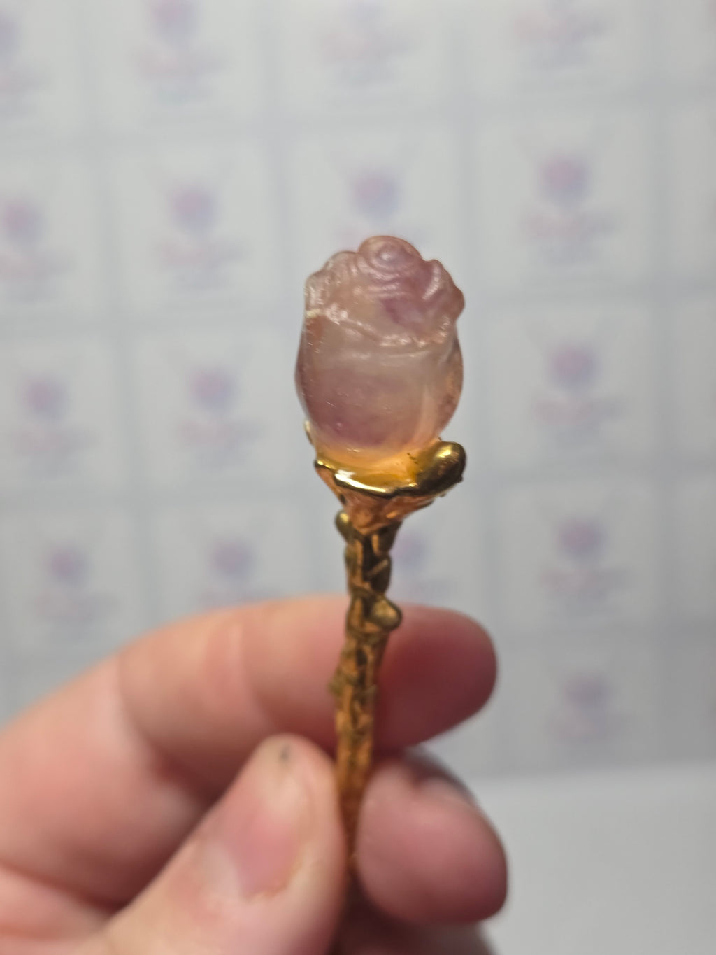 Rosé flourite crystal spoon