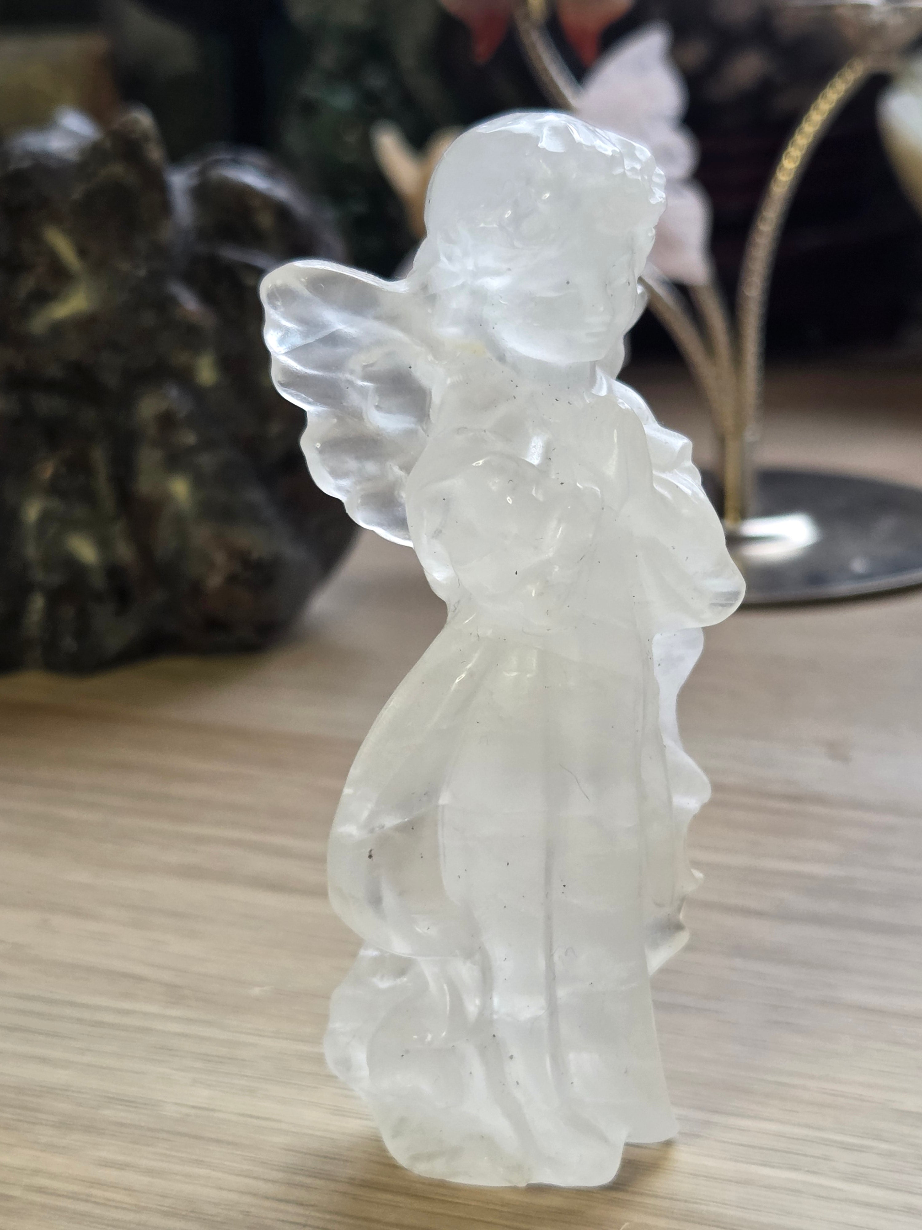 Clear quartz crystal Angel  10cm