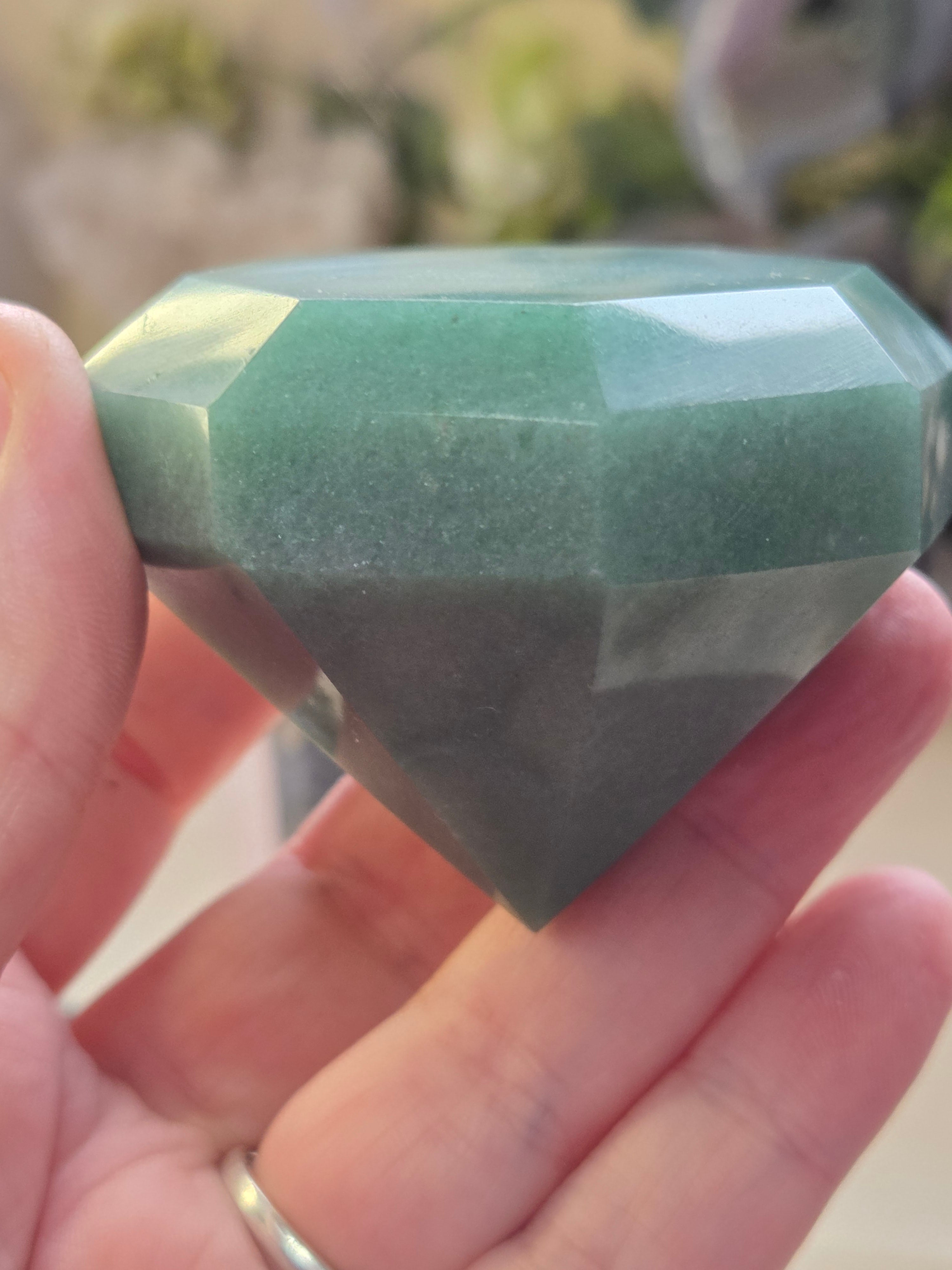 Beautiful Green Aventurine crystal diamond carving