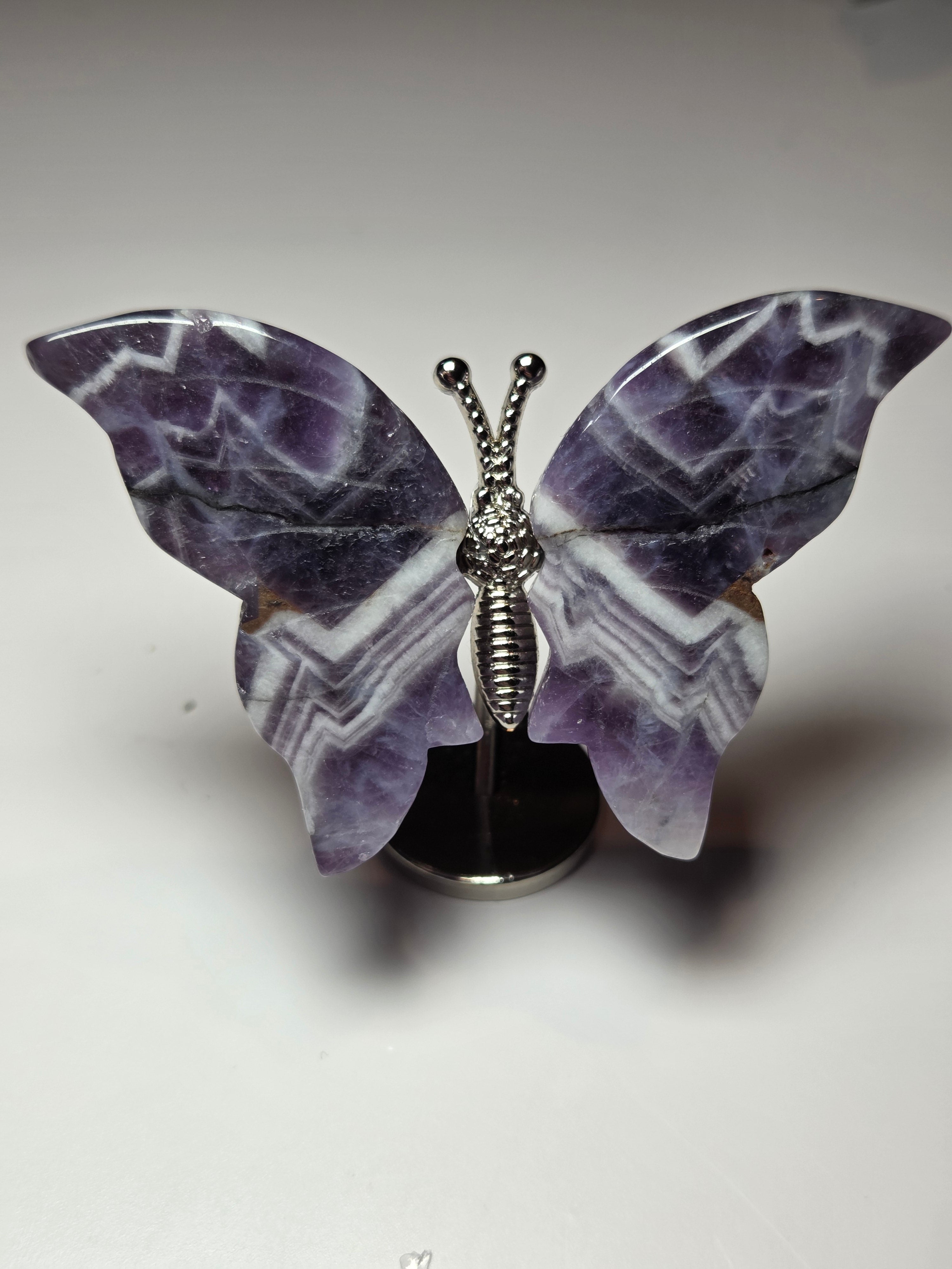 Dream Amethyst crystal butterfly on stand