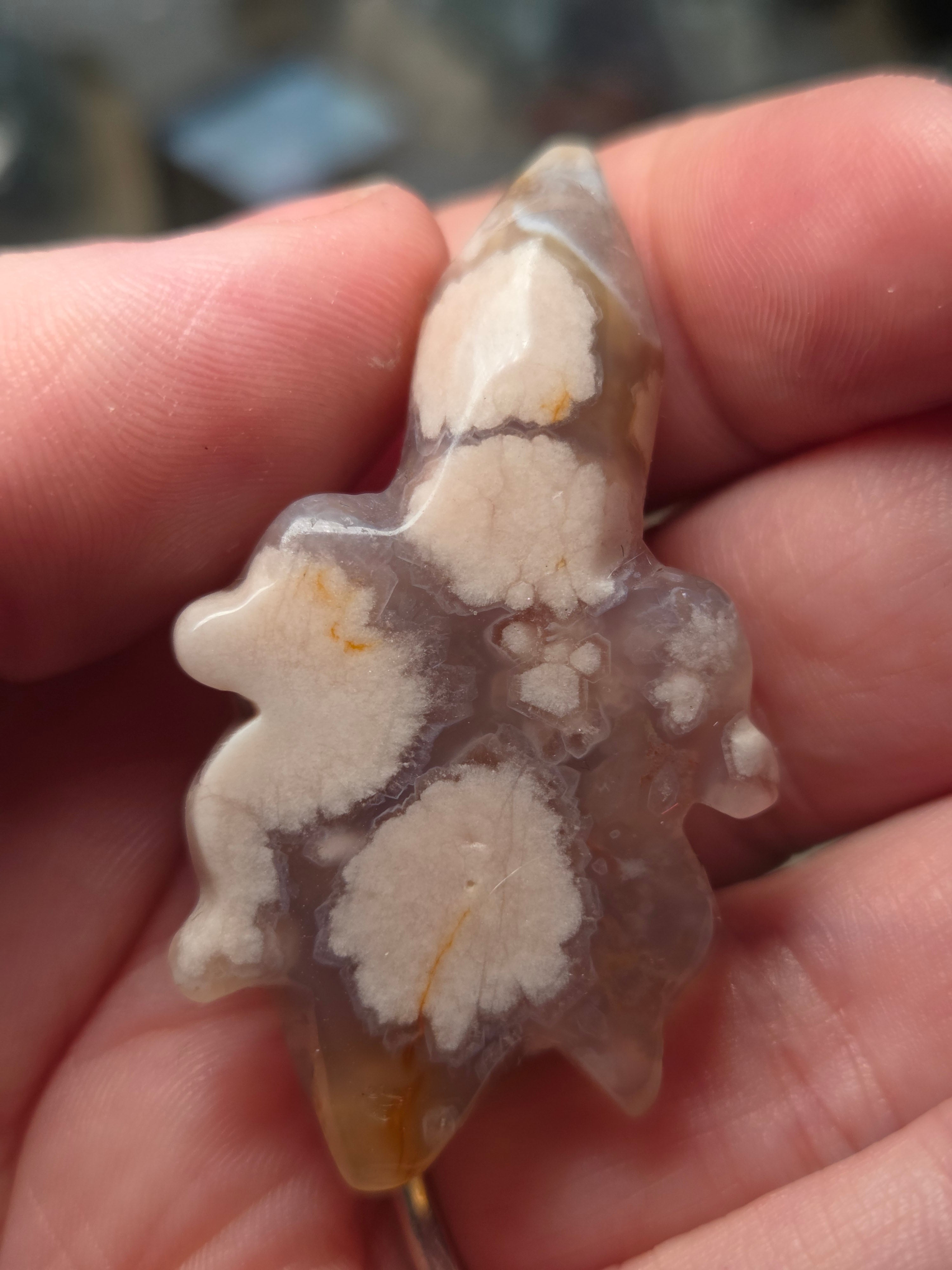 Flower agate crystal turtle carving  picked at random