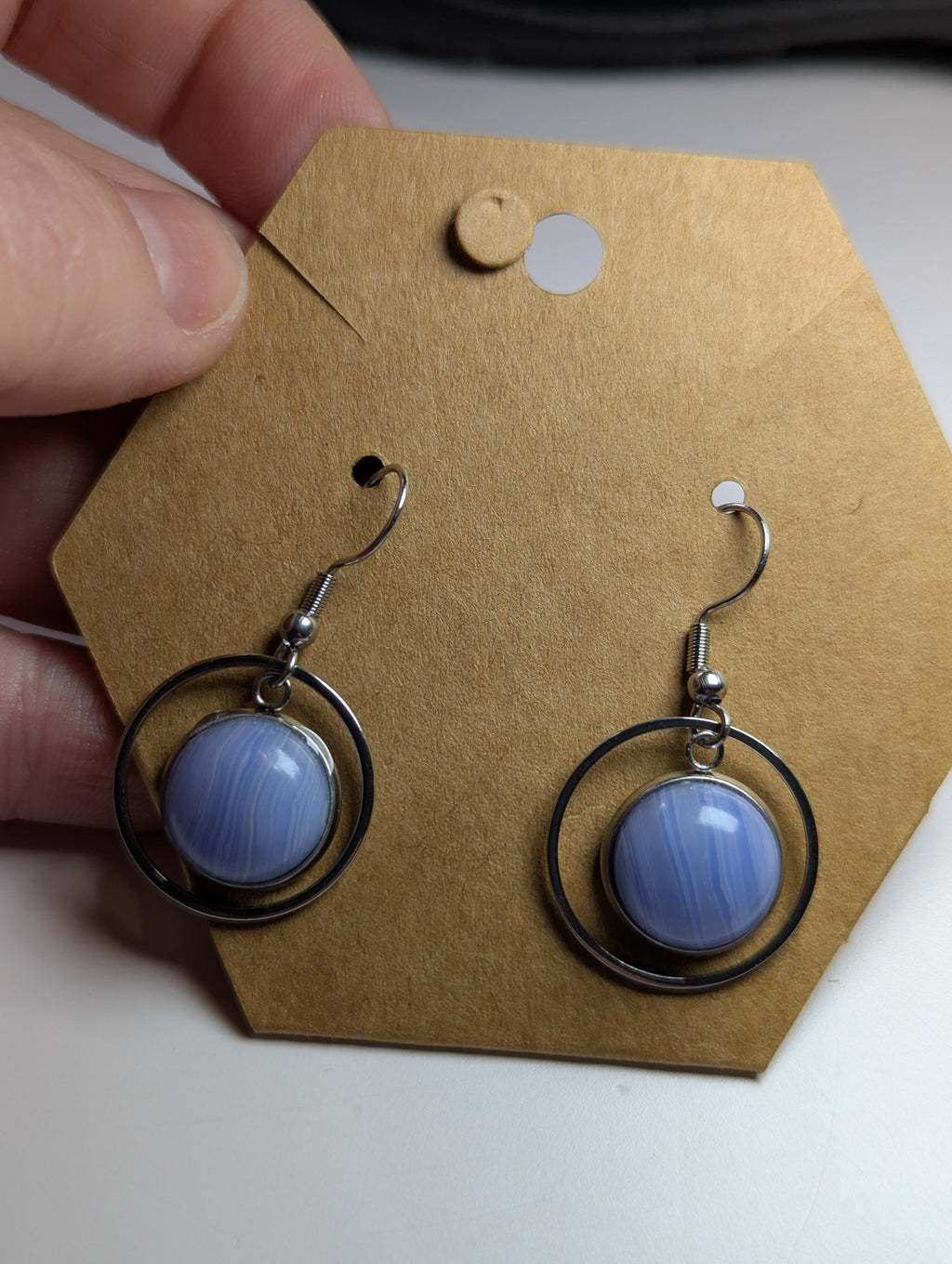 Blue lace agate crystal earrings