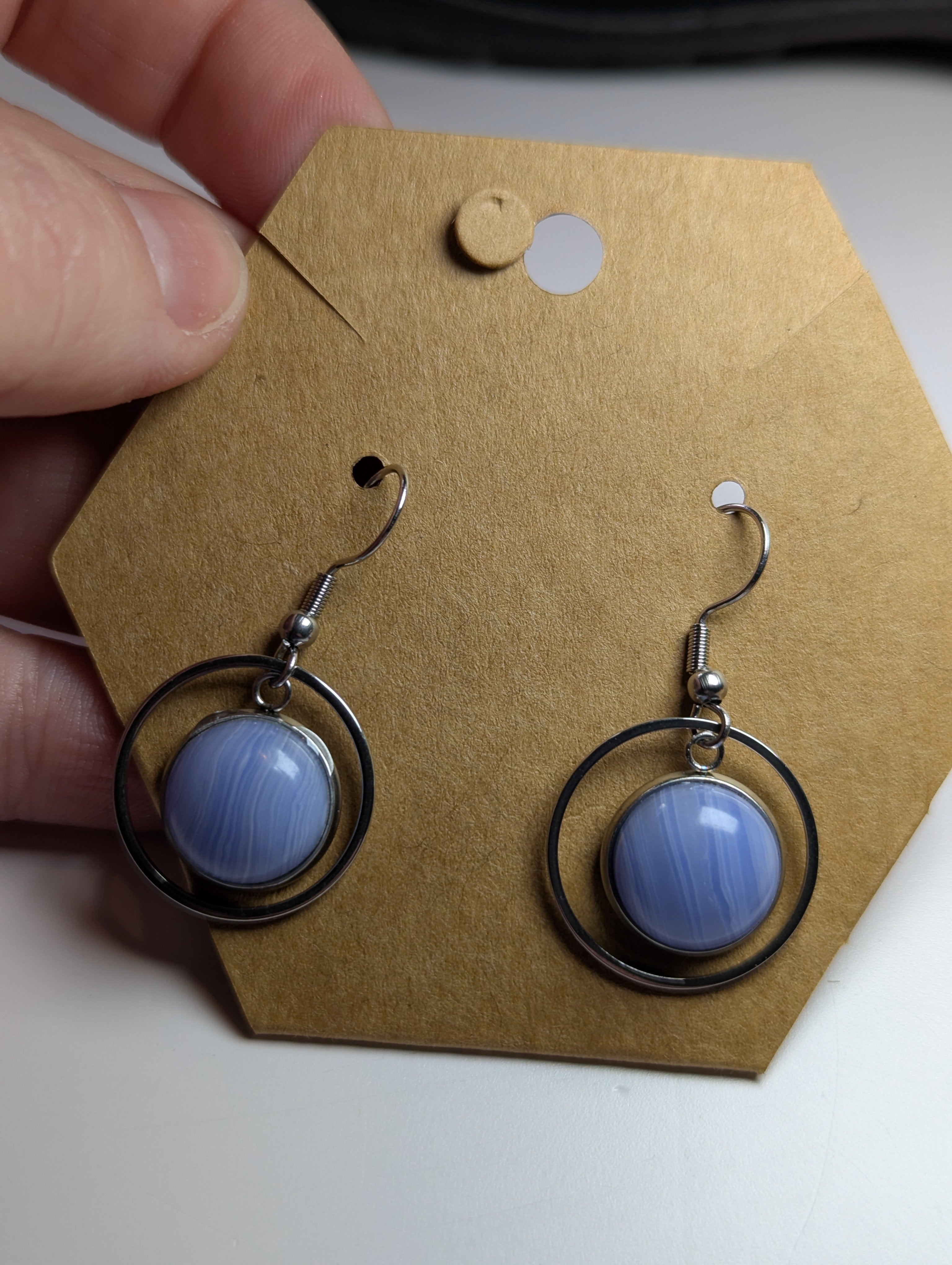 Blue lace agate crystal earrings
