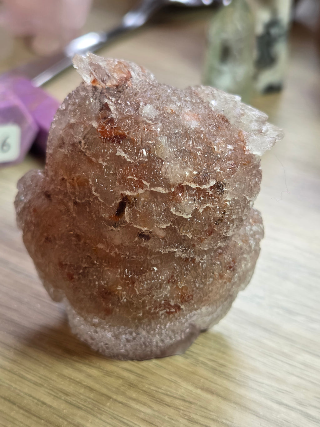 Resin owls fire quartz or flourite