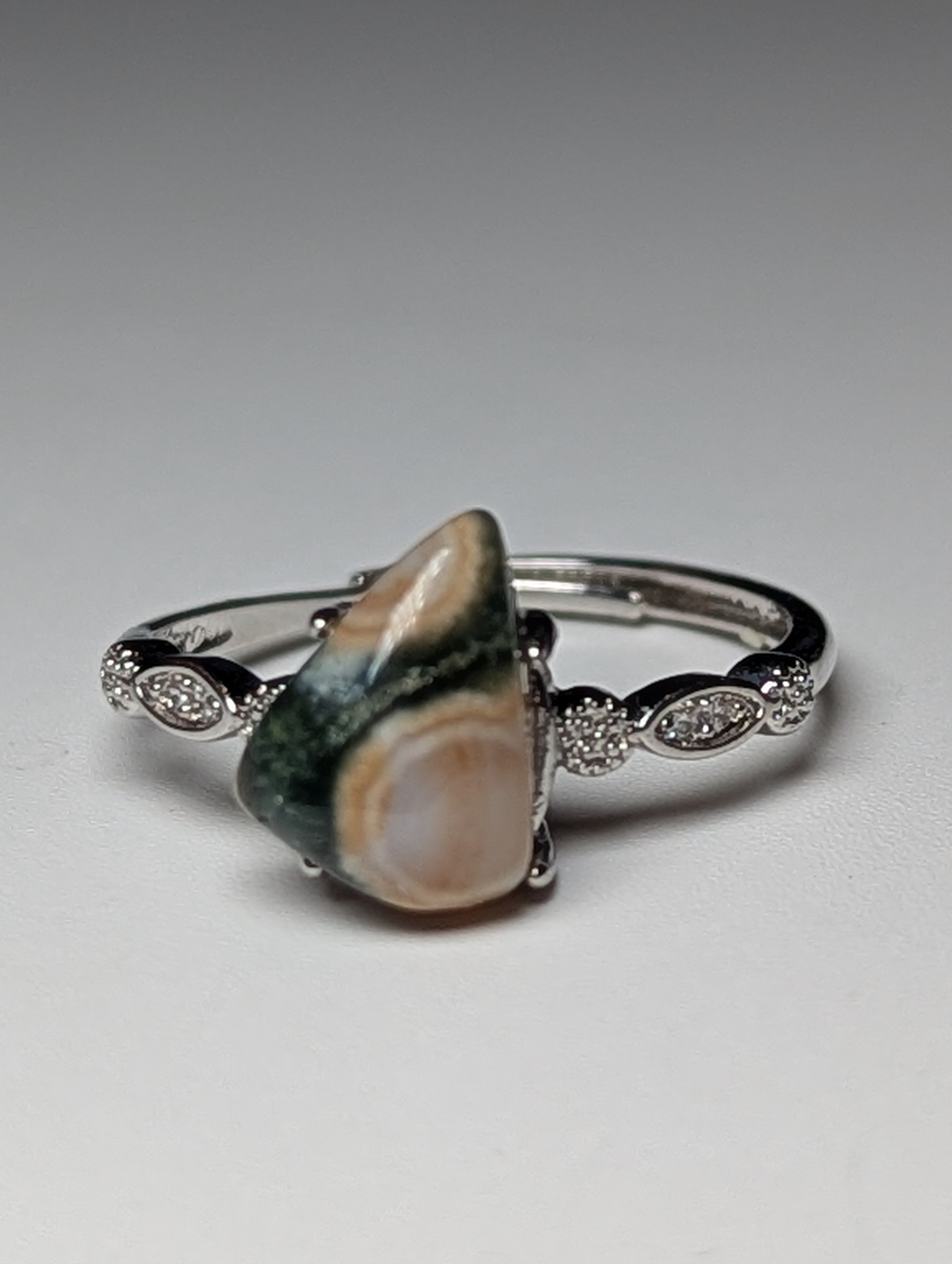 Ocean Jasper crystal Adjustable ring