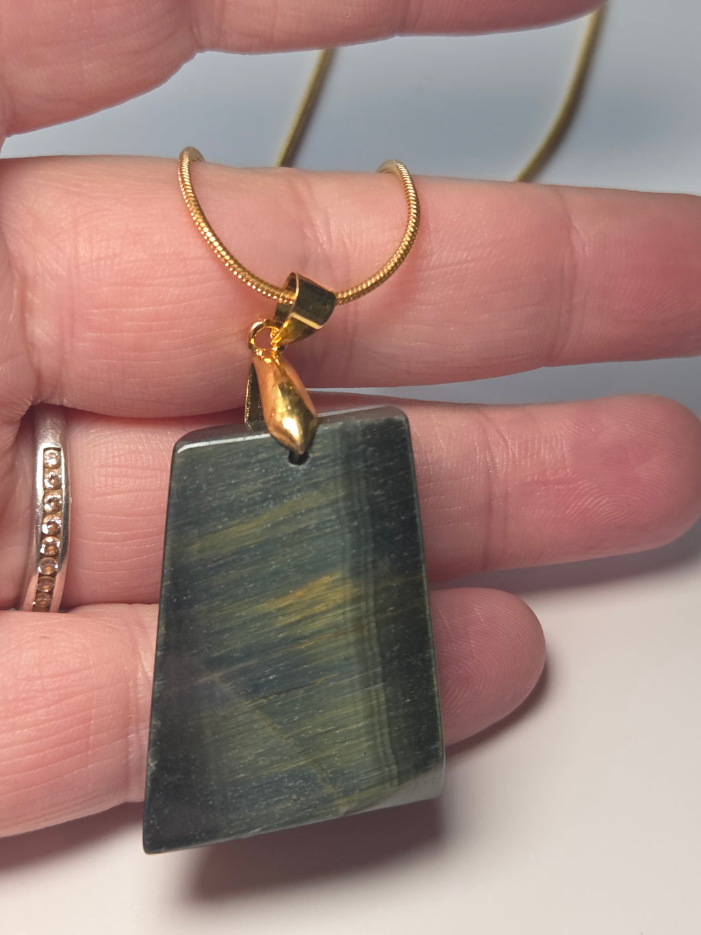 Blue tigers eye crystal necklace