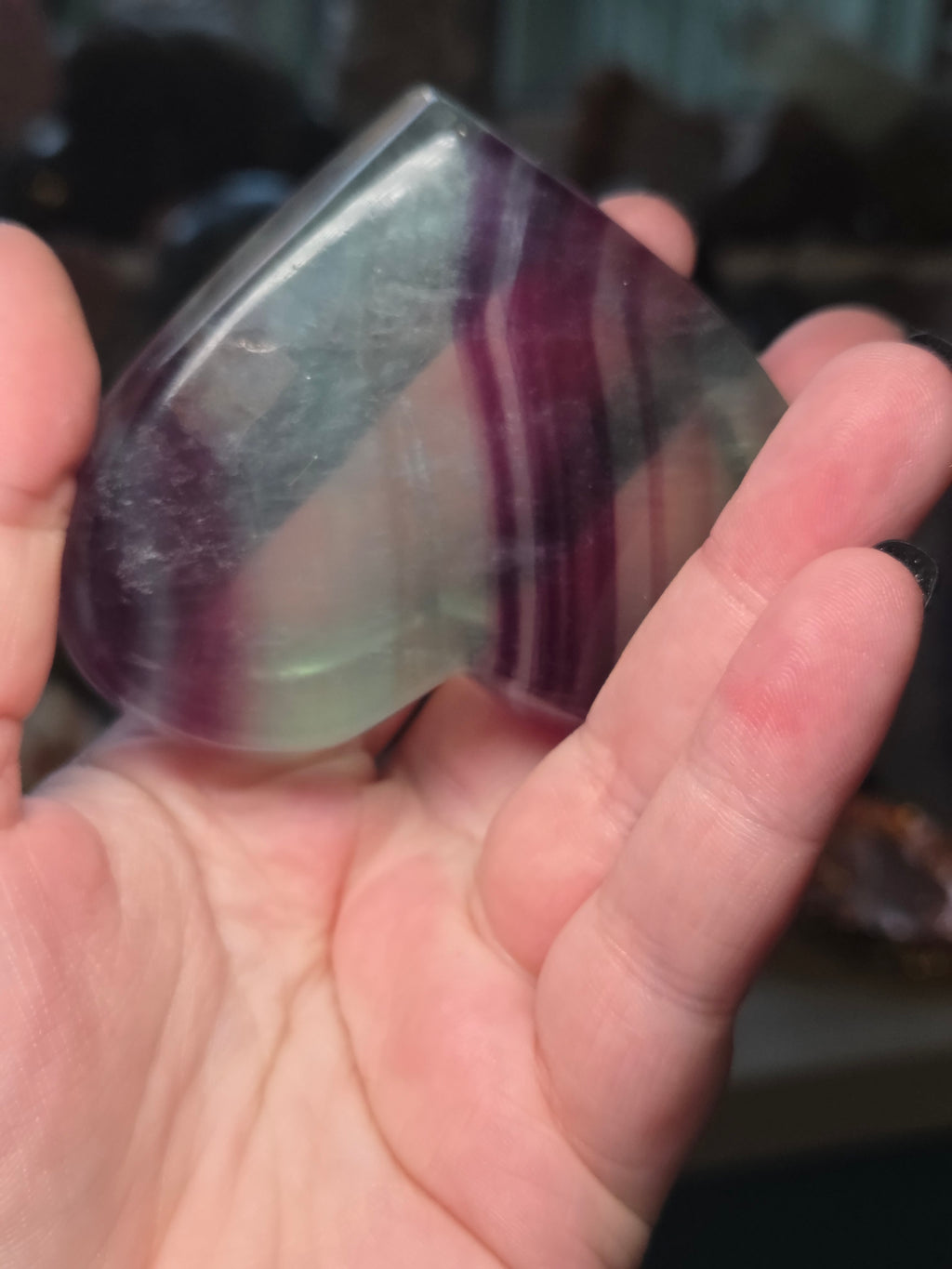 Rainbow flourite crystal heart bowl