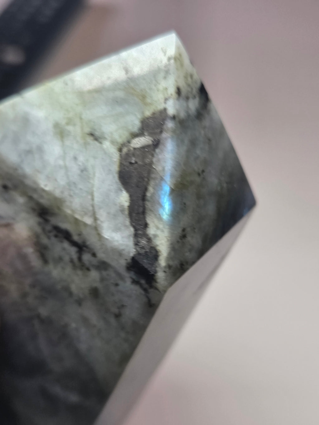Labradorite crystal tower carving