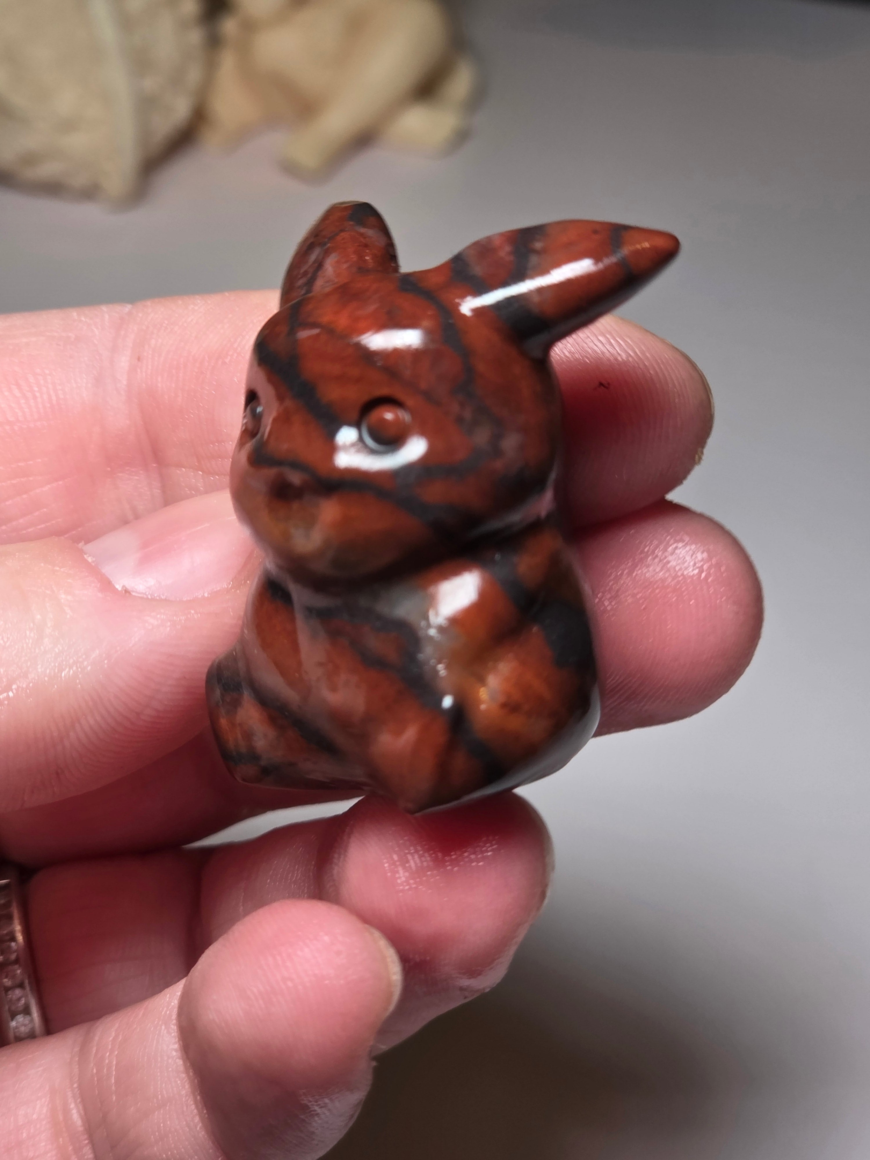 Red obsidian crystal pikachu small carving
