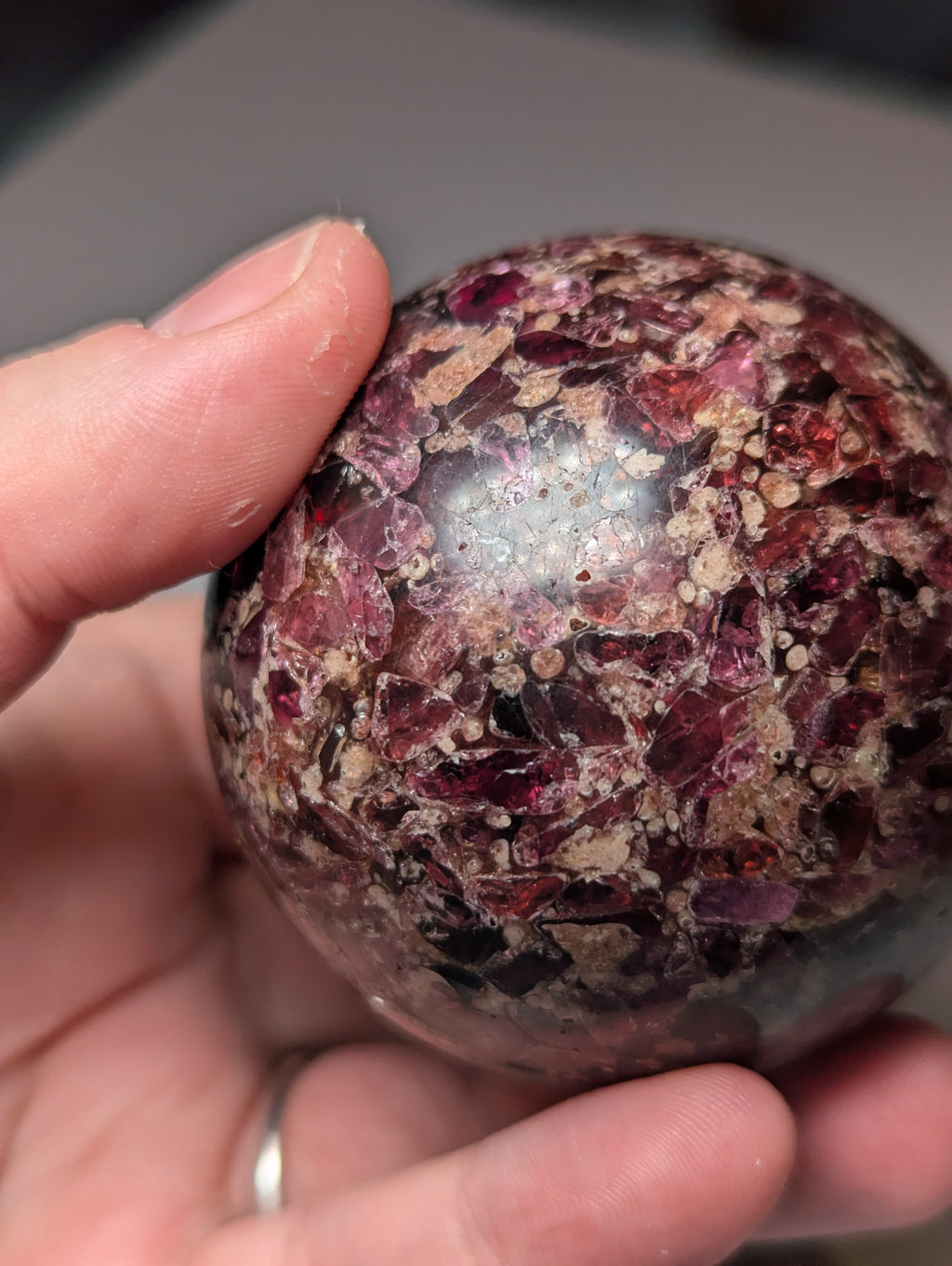 Garnet crystal sphere with Stand