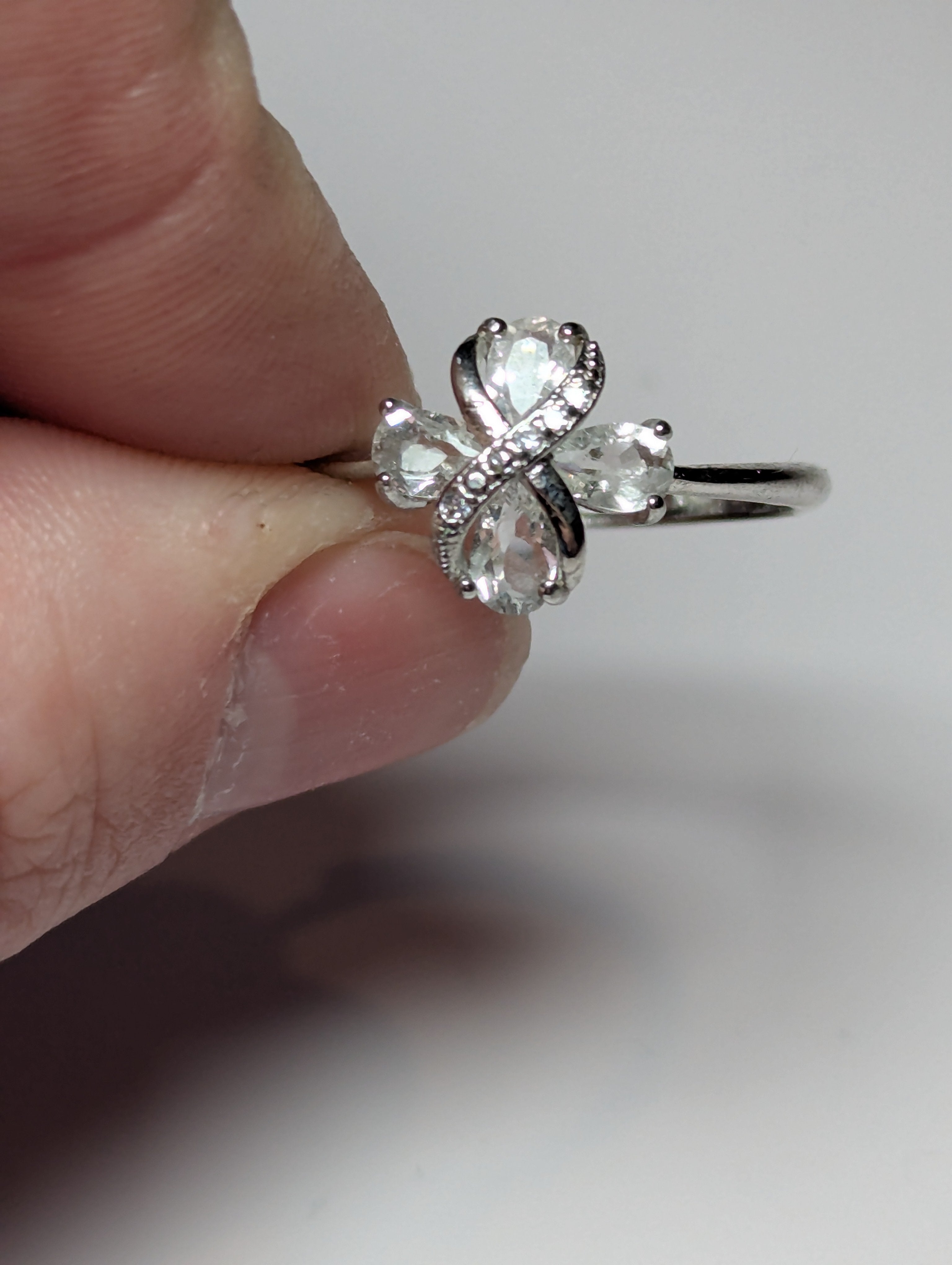 Clear quartz crystal S295 adjustable ring