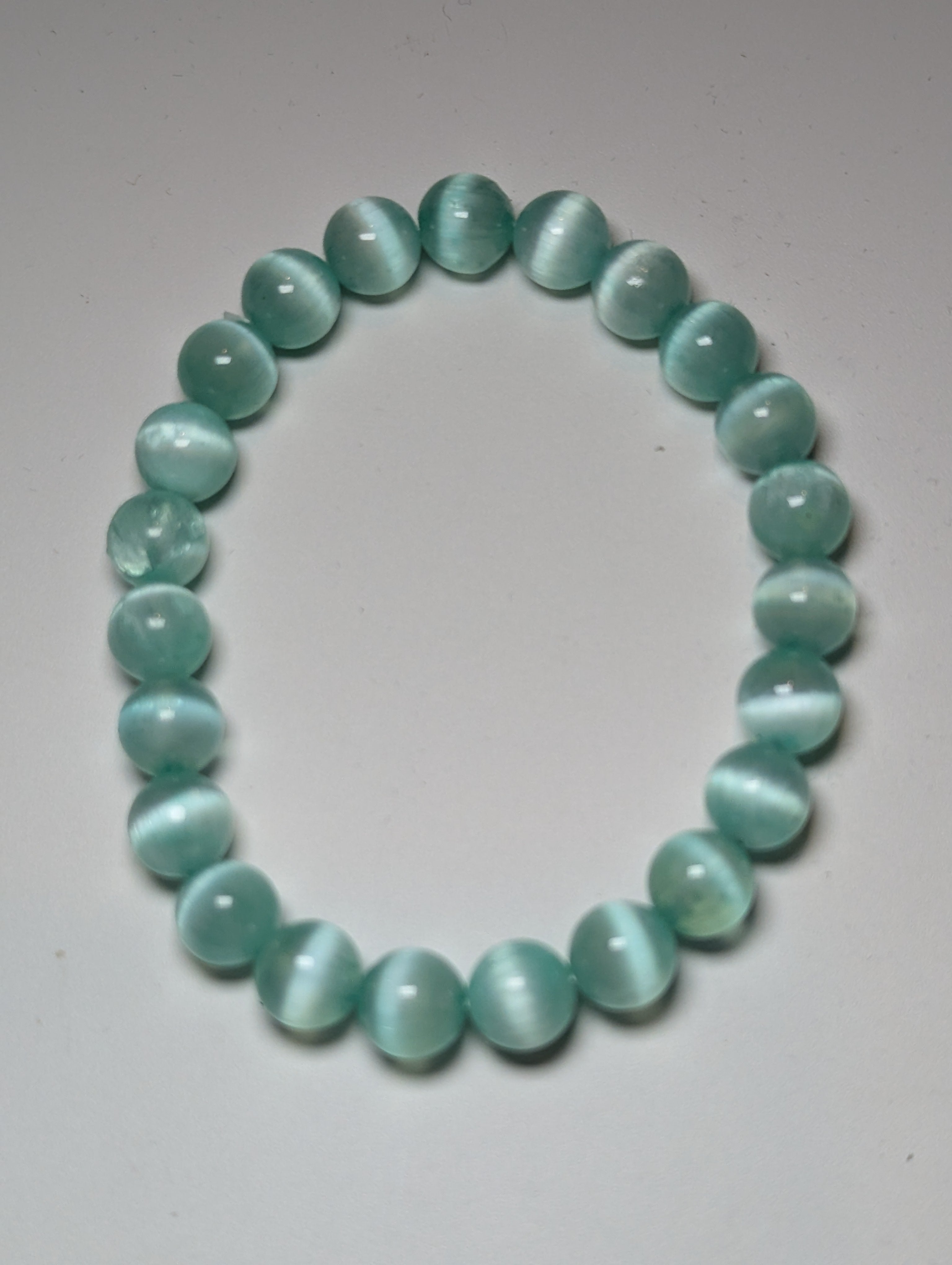 Green selenite crystal bracelet (dyed)
