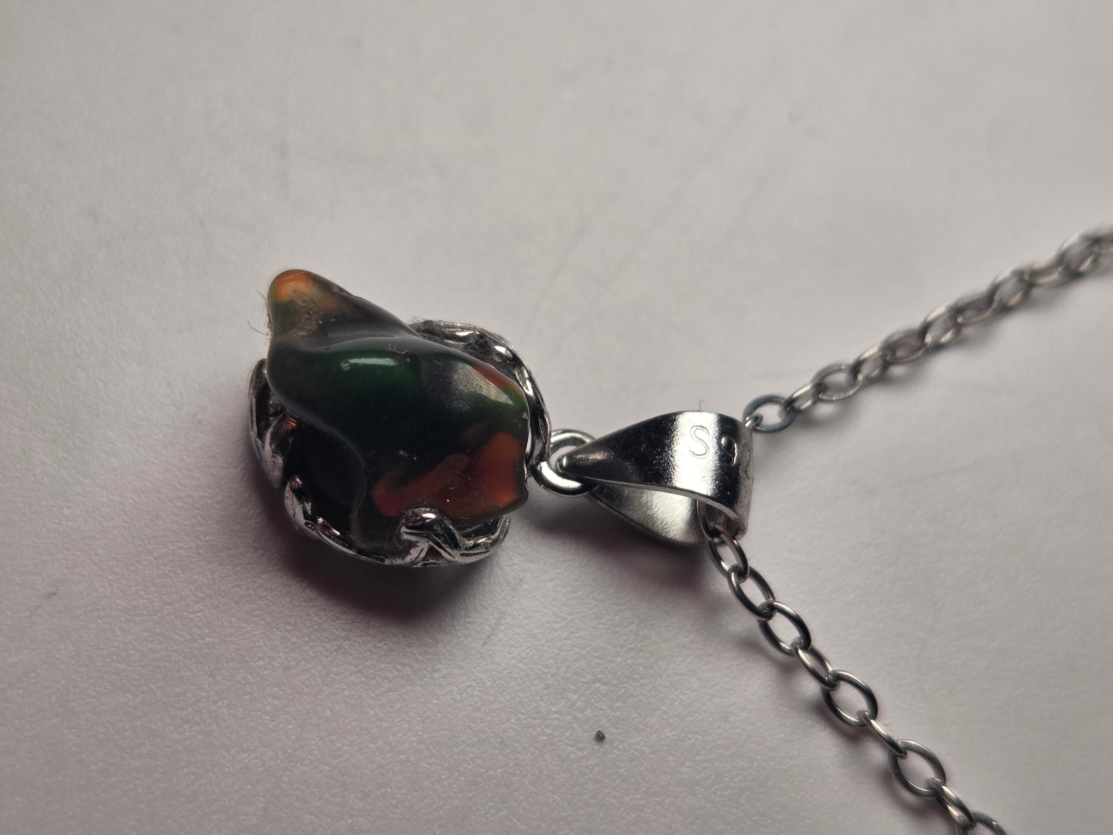 Ethiopian black Opal necklace s295