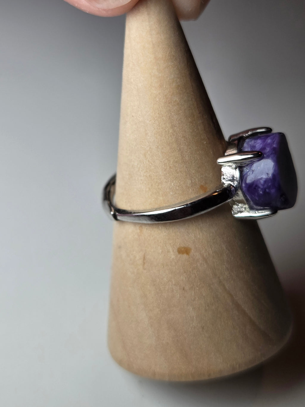 Charoite crystal adjustable ring