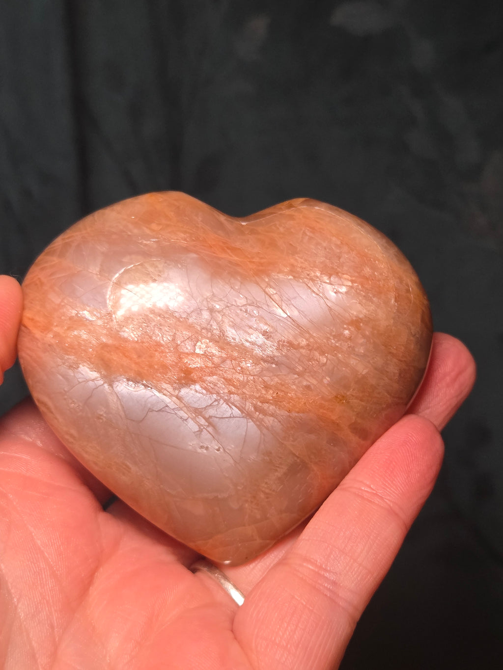 Puffey moonstone crystal heart carving