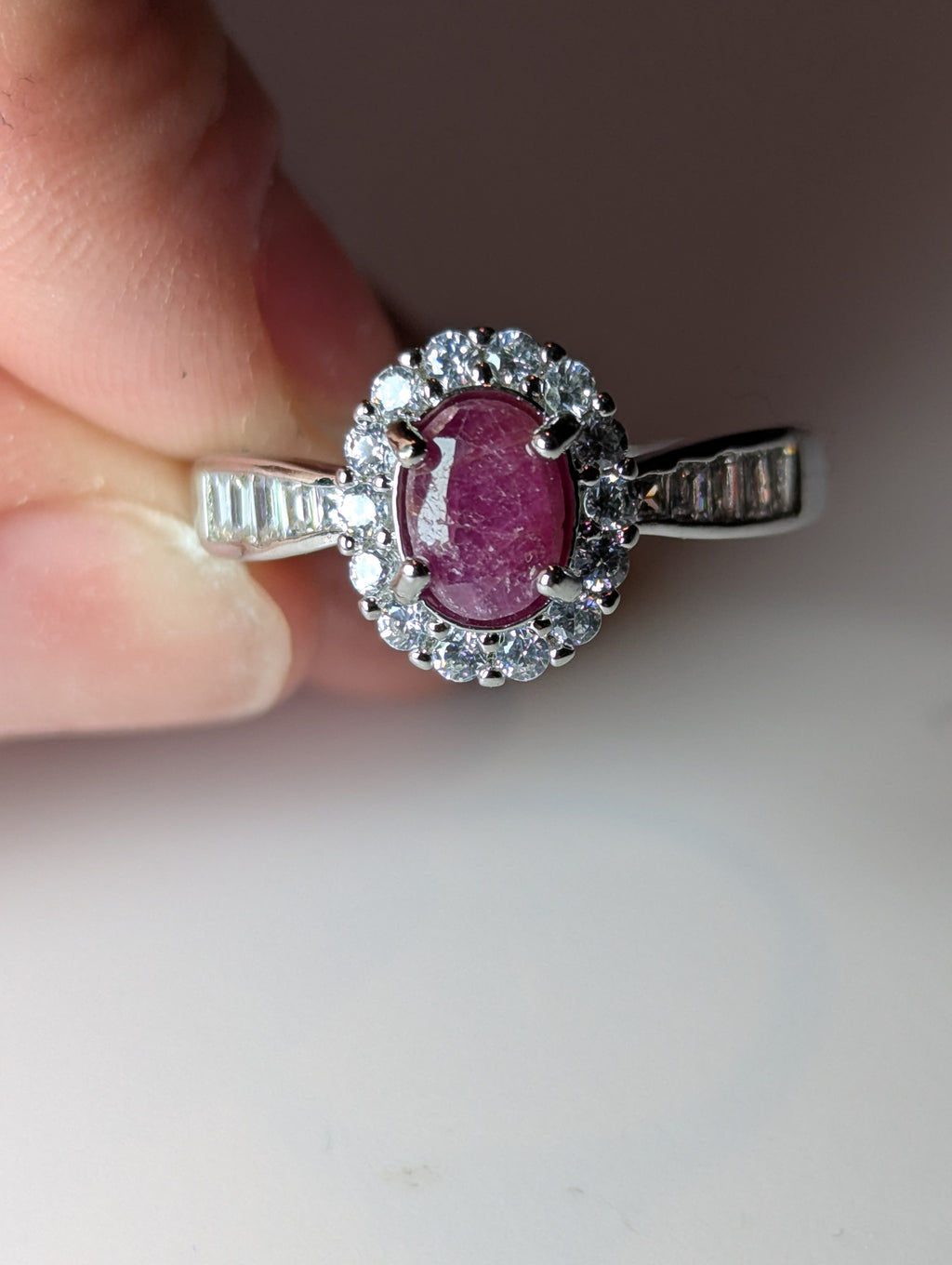 Natural Ruby Adjustable ring stainless steel