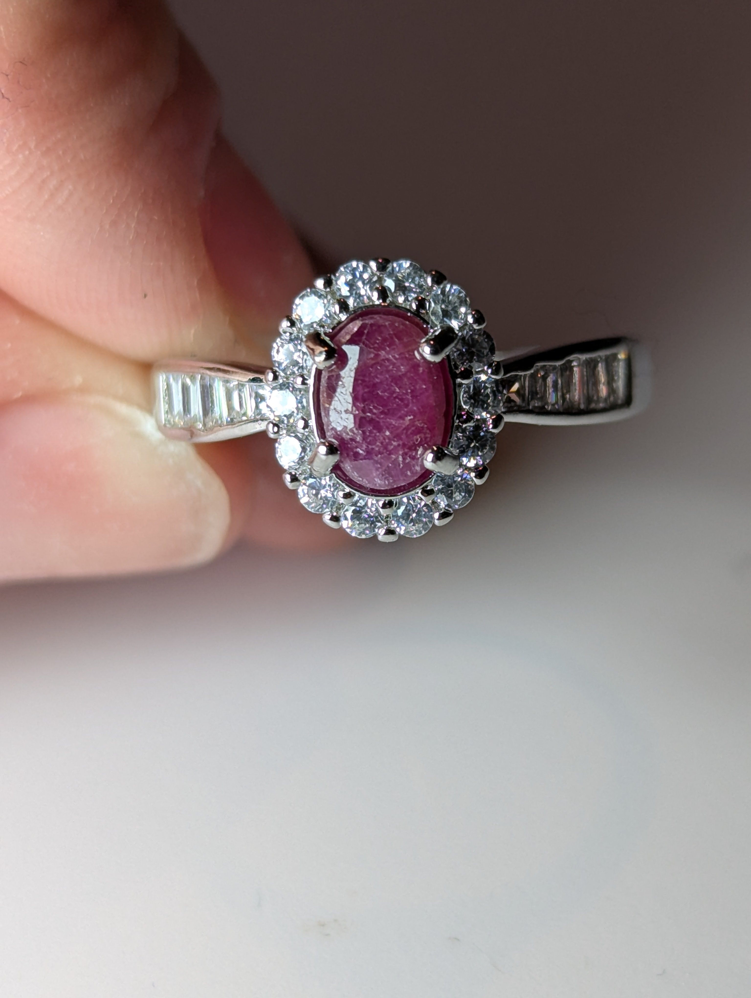 Natural Ruby Adjustable ring stainless steel