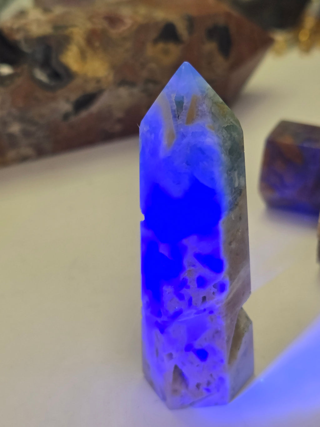 Flourite Agate crystal tower carving