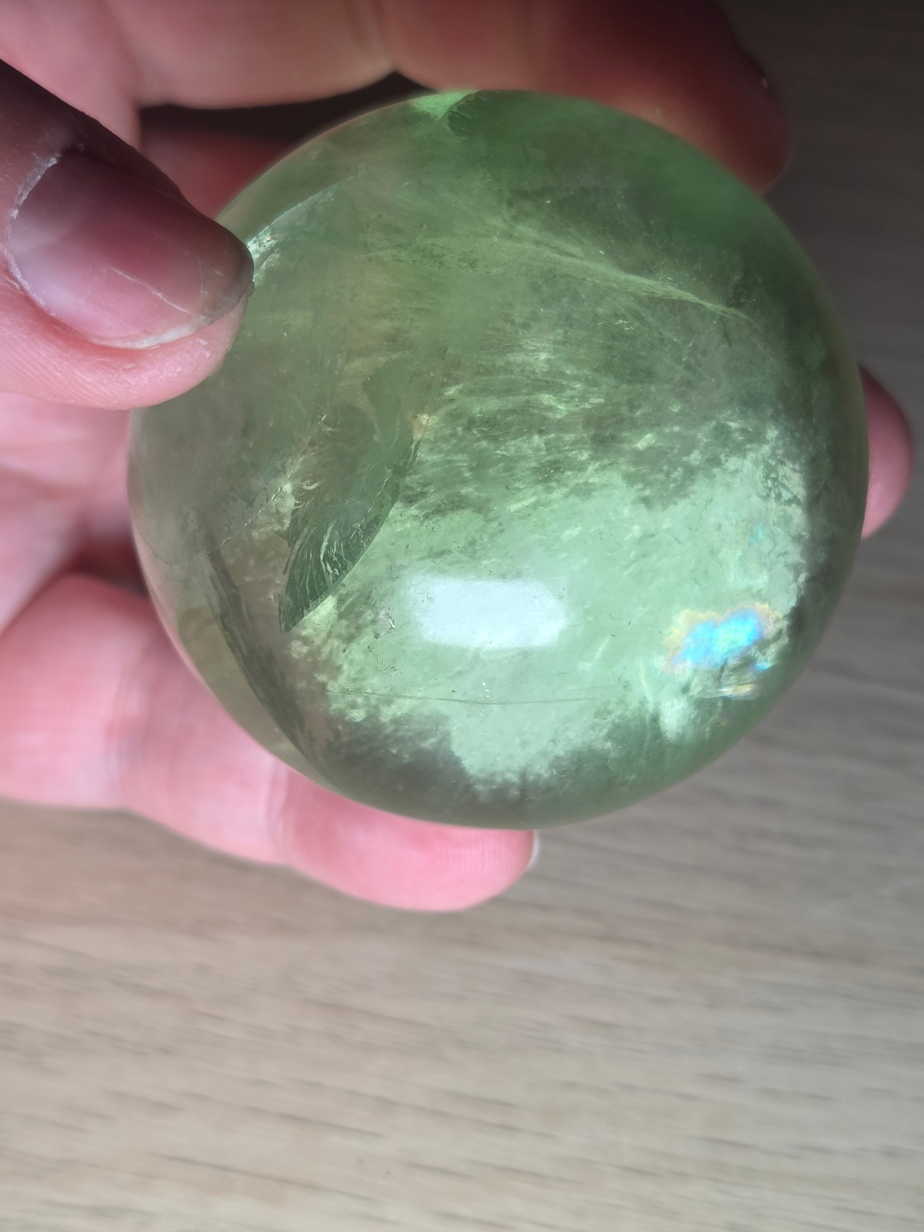 Grade AA Green flourite crystal sphere carving with light stand USB