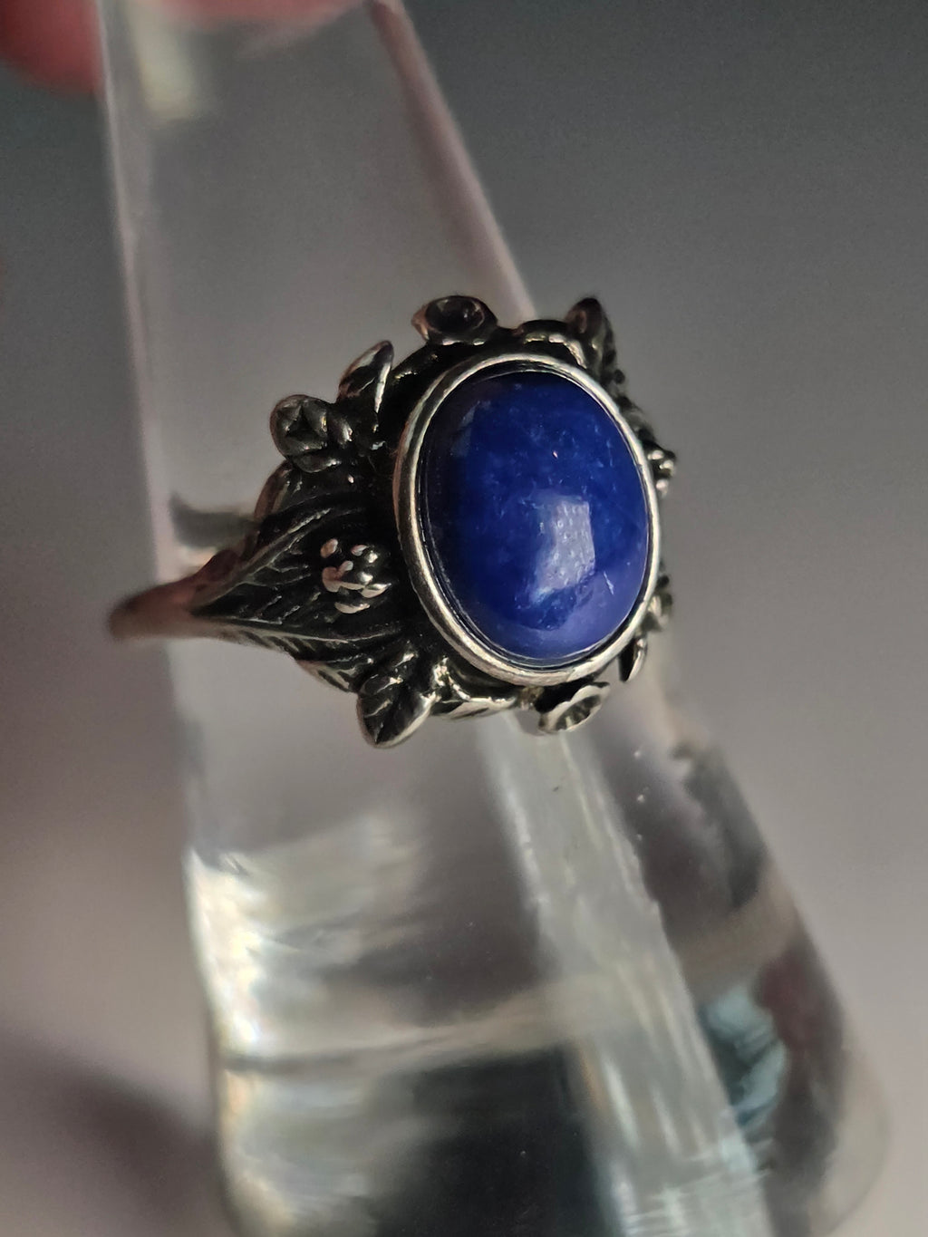Sodalite crystal adjustable ring stainless steel
