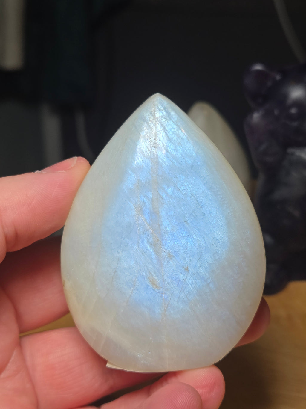 Rainbow moonstone crystal tear drop freeform