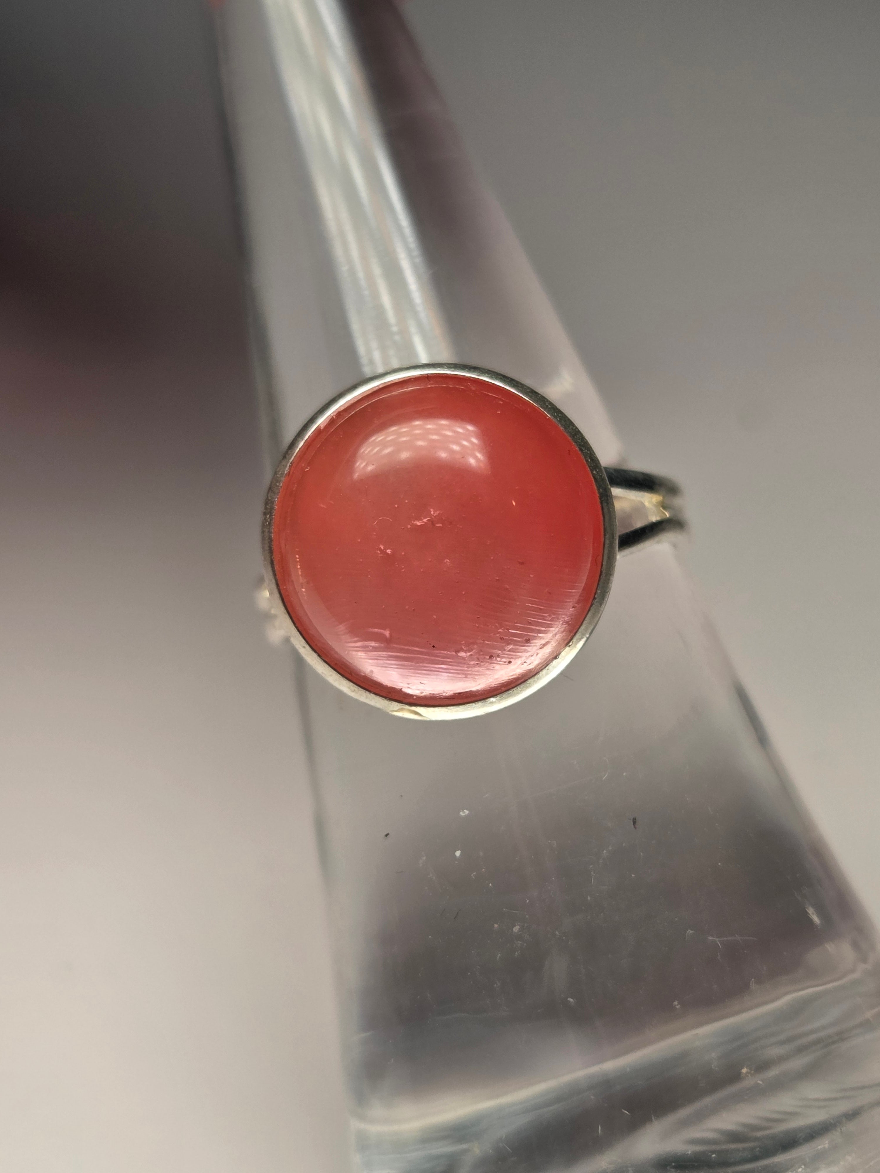 Watermelon quartz crystal handmade adjustable ring