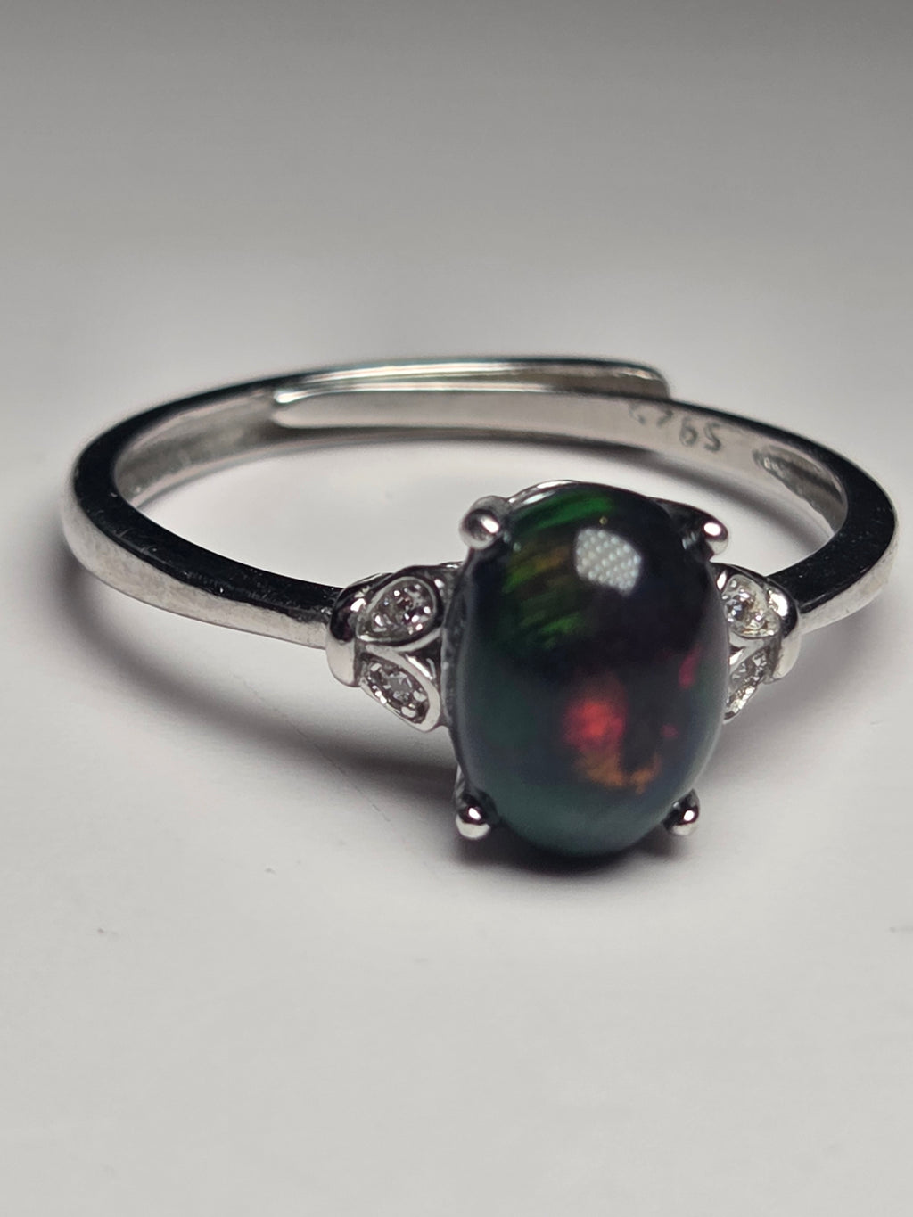 Black Opal crystal Adjustable ring S295