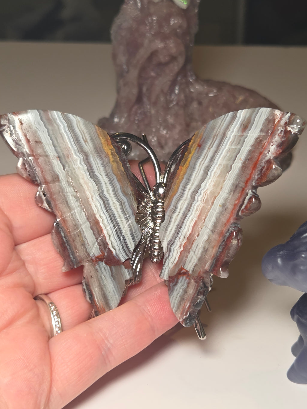 Mexican agate crystal butterfly