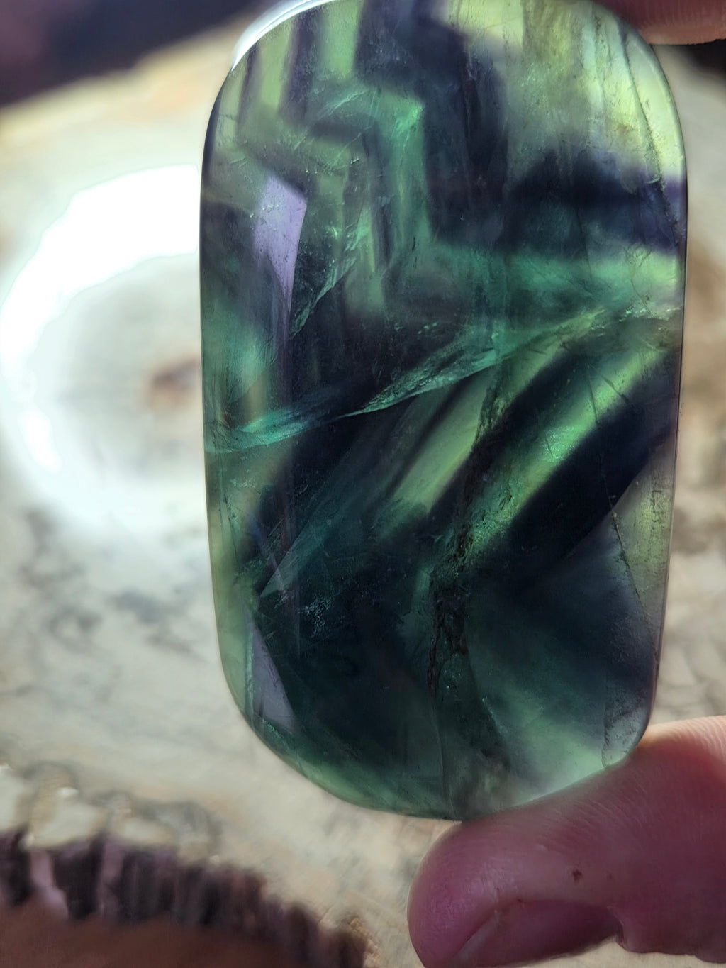 Rose flourite crystal palm stone