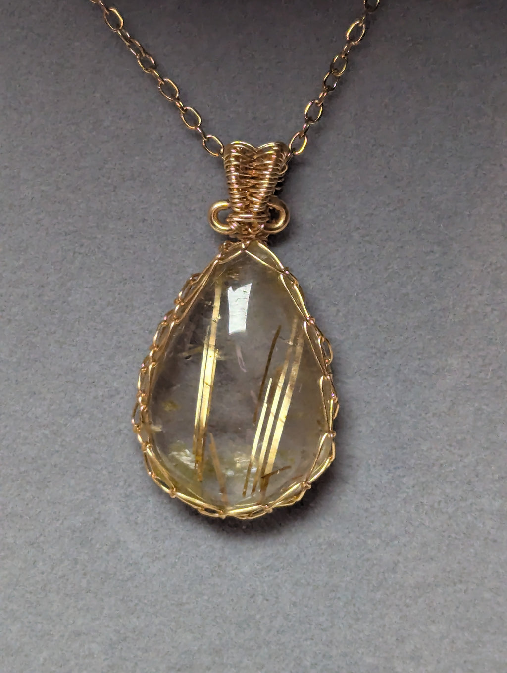 High quality golden Rutlile crystal handmade necklace