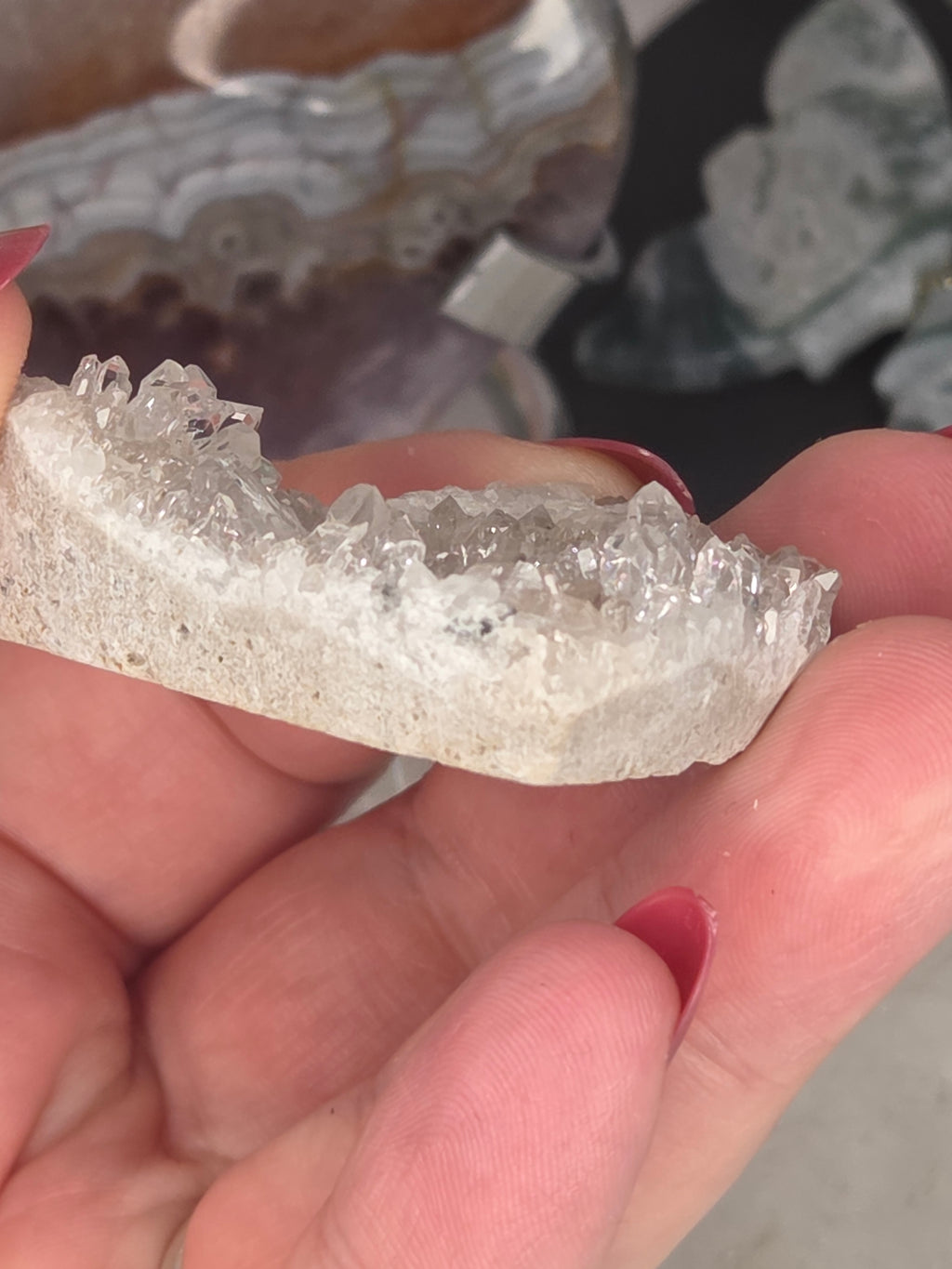 Beautiful  clear quartz needle cluster heart carving