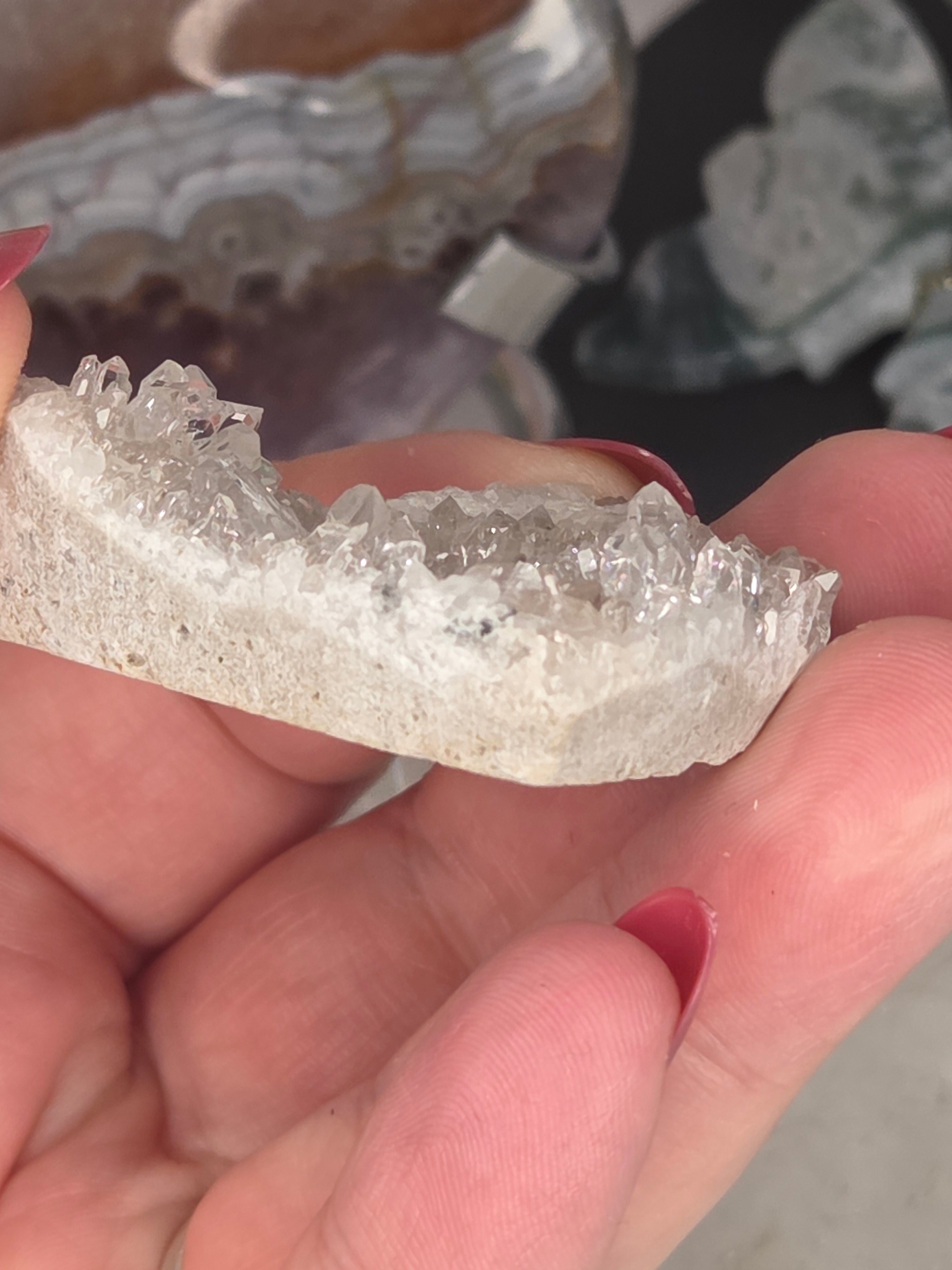 Beautiful  clear quartz needle cluster heart carving