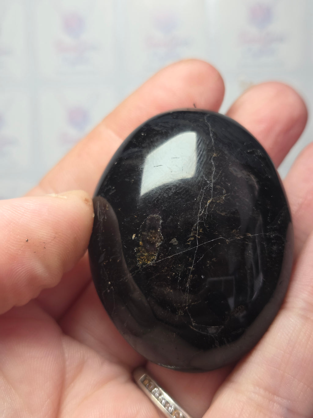 Tourmaline crystal palm stone