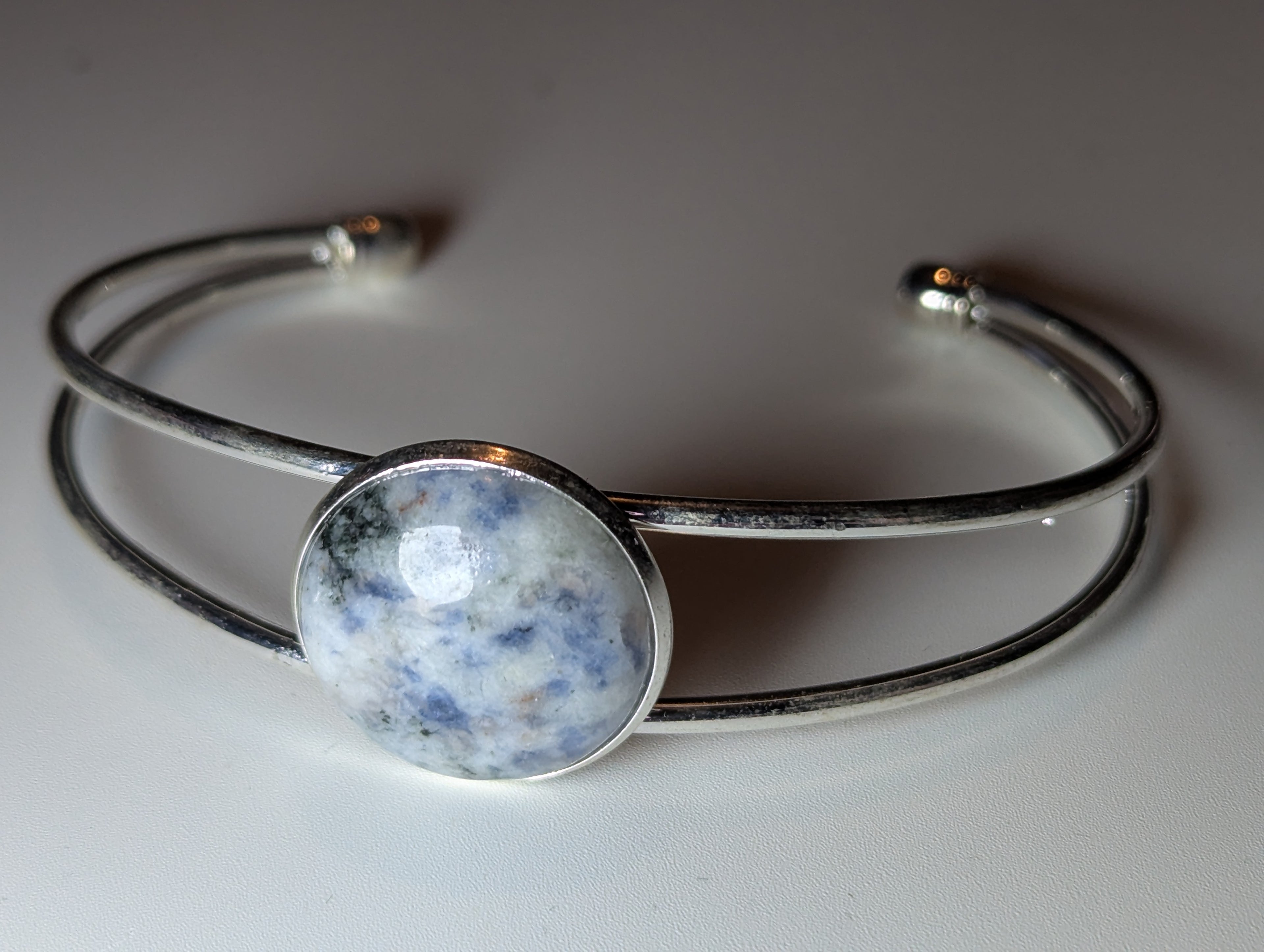 Sodalite crystal handmade stainless steel adjustable bracelet